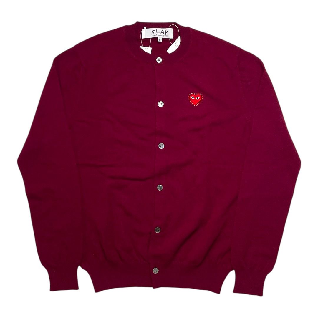 Comme des Garcons Comme des Garçons Play Red Heart Cardigan Burgundy Size M / US 6-8 / IT 42-44 - 1 Thumbnail