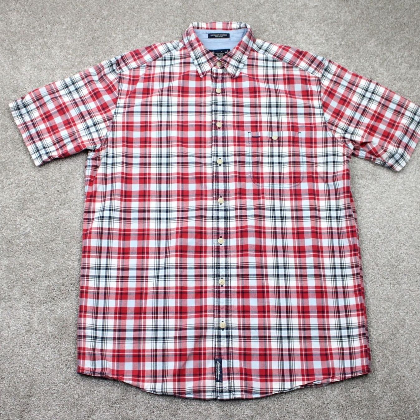 Eddie Bauer Eddie Bauer Travex Button-Up Shirt Mens Large-Tall Red/Blue/White Cotton S/S Plaid Casual Vintage No Size US L / EU 52-54 / 3 - 2 Thumbnail