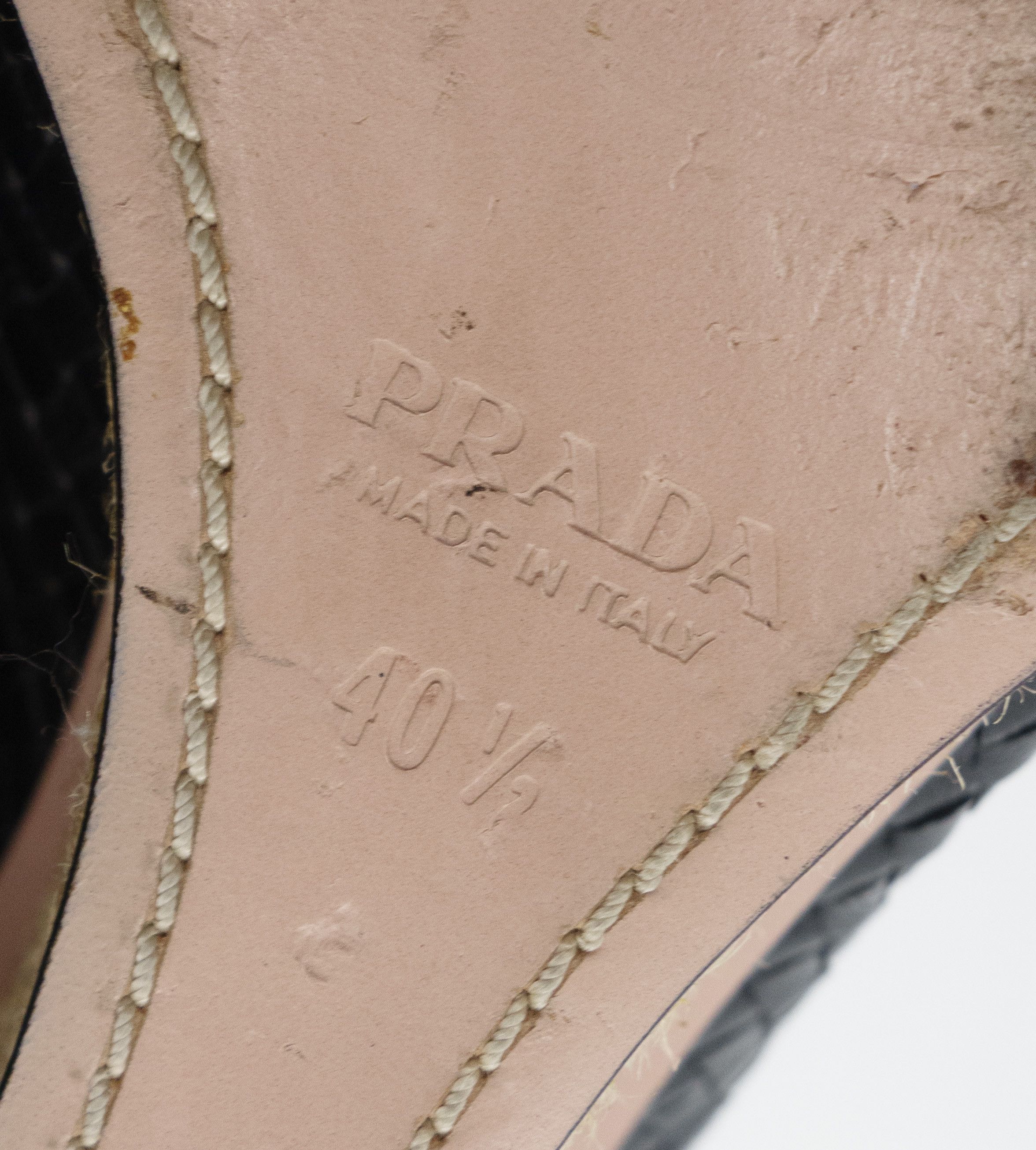 Prada Woven Leather Bow Espadrille Wedge Pumps Vintage Y2K Size US 10.5 / IT 40.5 - 10 Thumbnail