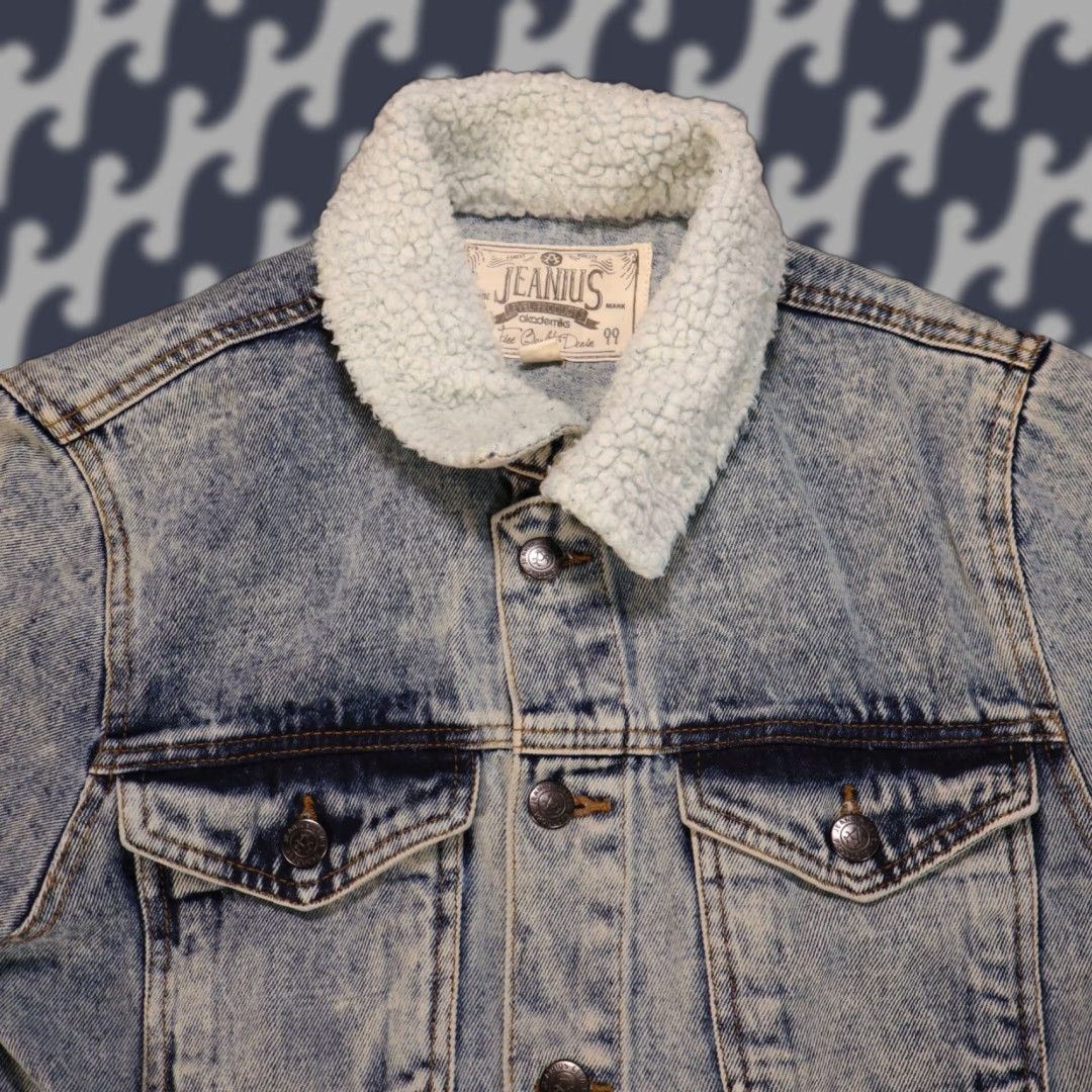 Akademiks Jeanius Jacket Adult Small Blue Denim Button Grunge Light Mens