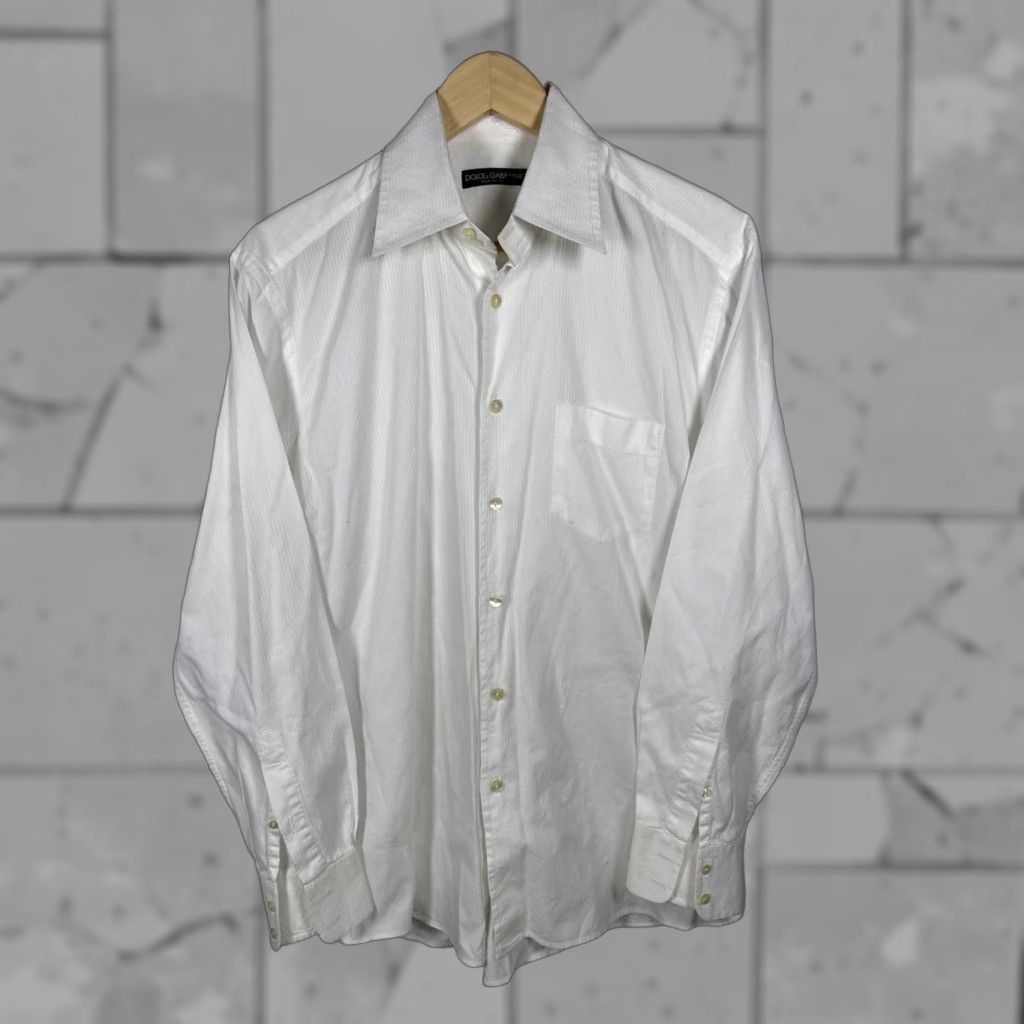 Dolce & Gabbana VINTAGE DOLCE&GABBANA Made in Italy Mens White Cotton Dress Shirt 15.5 / 39 Slim Button Collared 100% Cotton Solid Size 42R - 1 Thumbnail