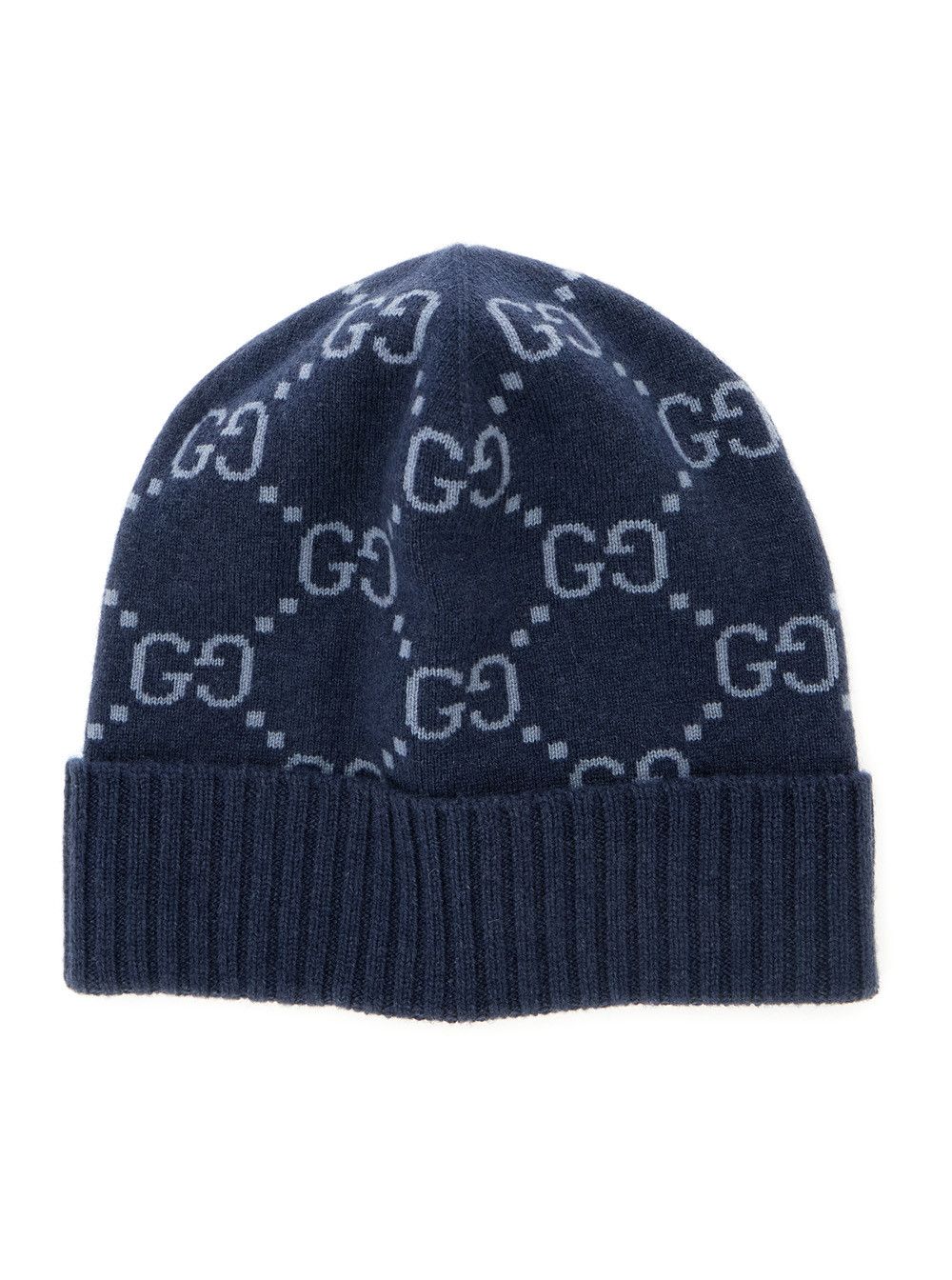 Gucci Hat "GG All-Over" Blue with Cashmere Cuff for Men Size ONE SIZE - 1 Thumbnail