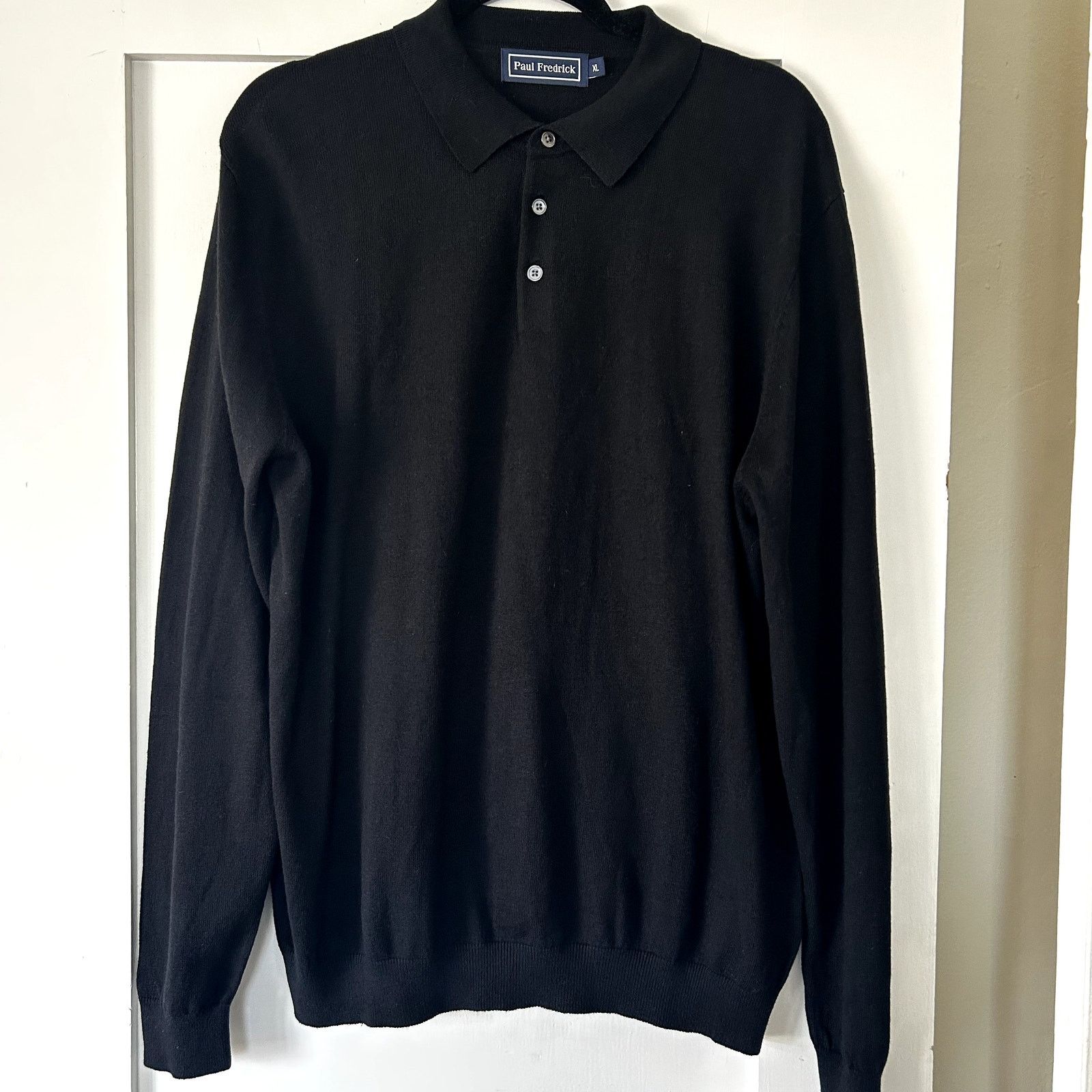 Paul Fredrick Paul Fredrick mens silk cotton cashmere black polo sweater Size US XXL / EU 58 / 5 - 1 Thumbnail
