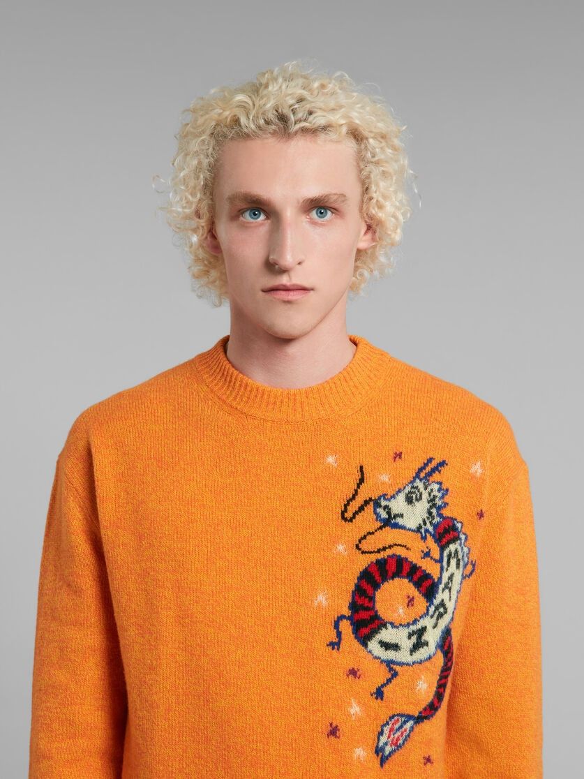 Marni o1w1db10125 Jumper With Jacquard Dragon in Orange Size US L / EU 52-54 / 3 - 3 Thumbnail