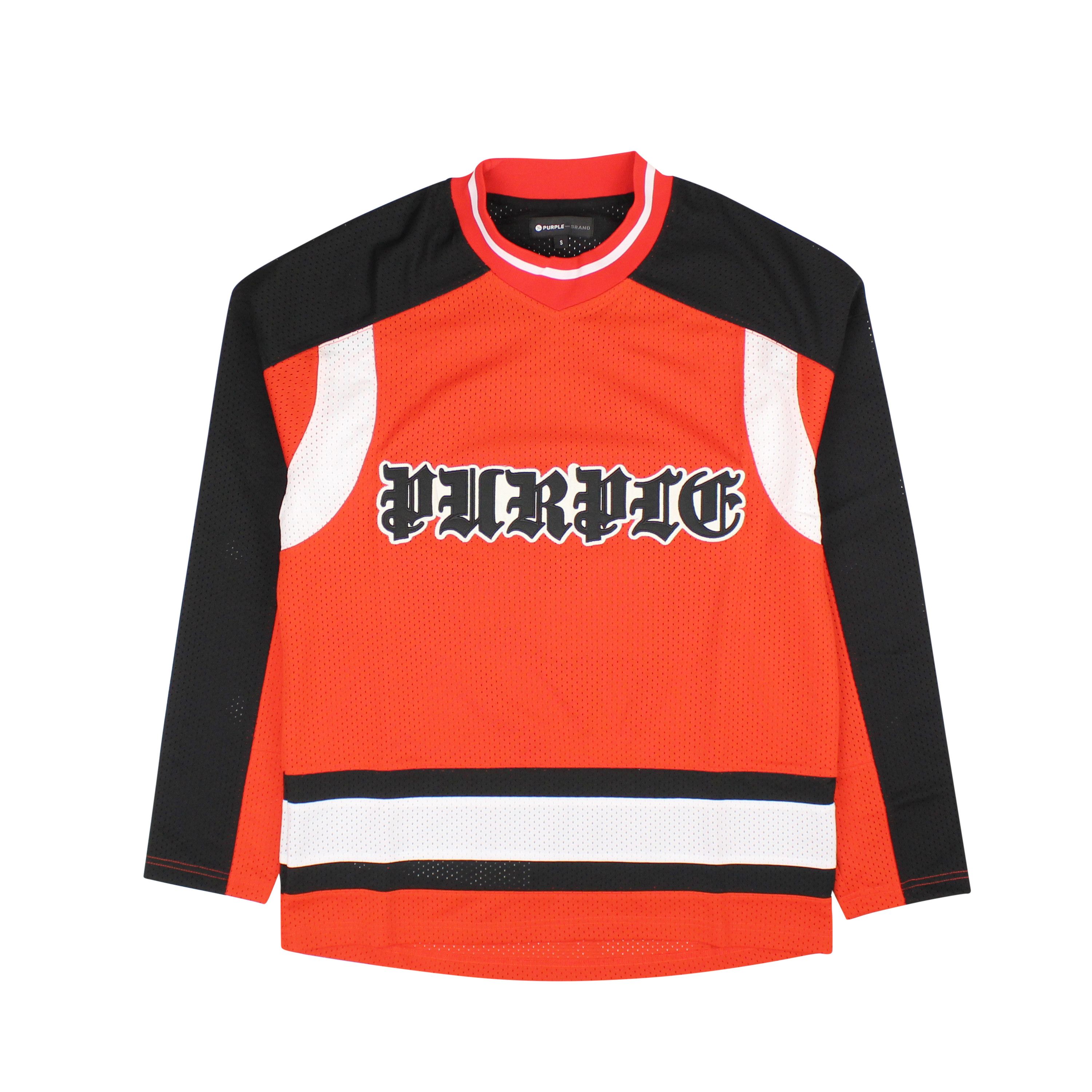 image of Red Team Mesh Colourblock L/s Top Fiery T-Shirt Size S, Men's