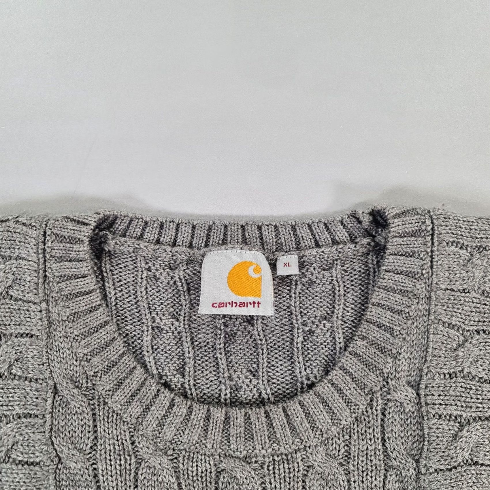 Carhartt Carhartt Mens Jumper Grey XL Cable Knit Wool Blend Pullover Size US XL / EU 56 / 4 - 3 Thumbnail