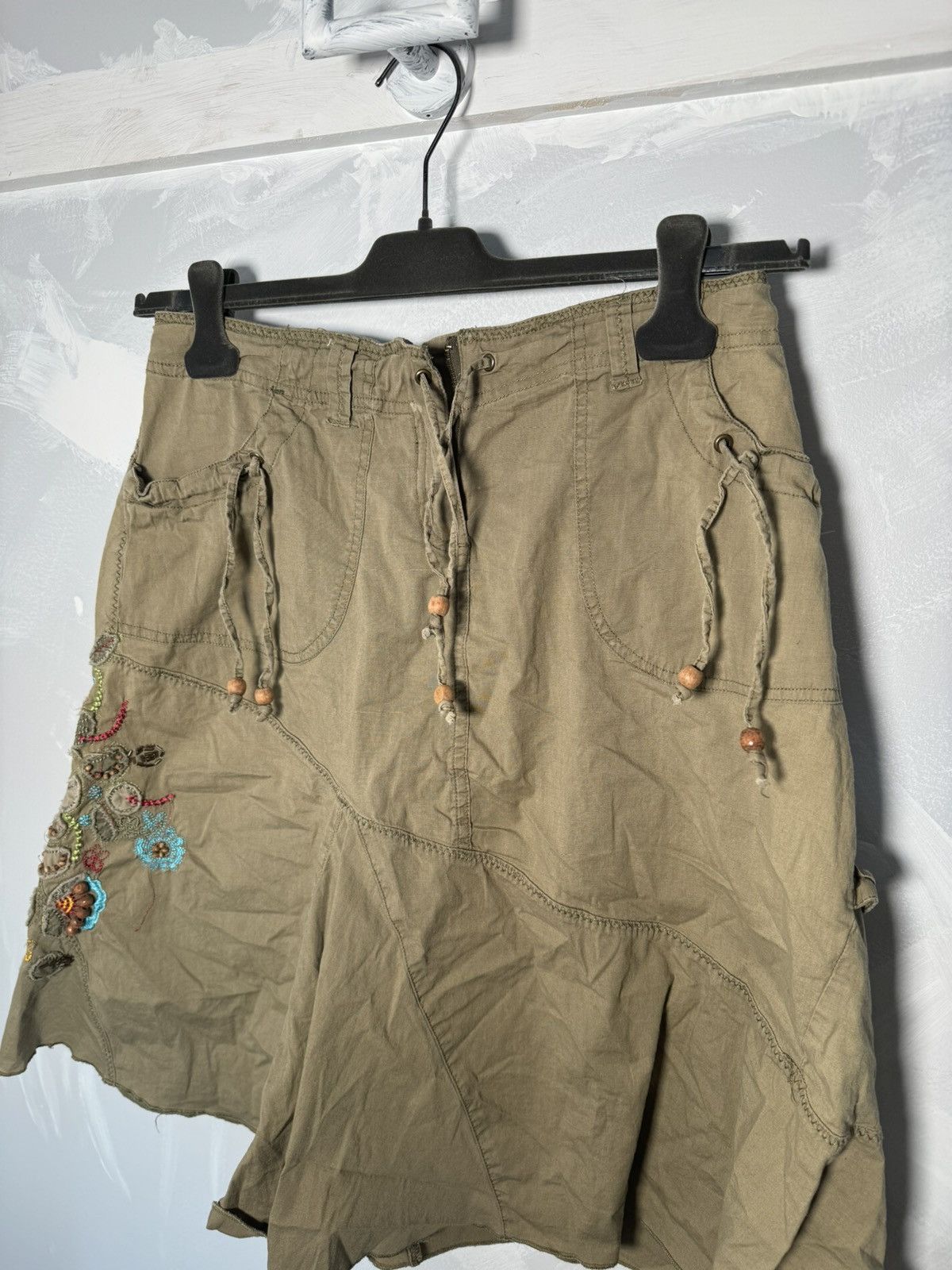 Vintage Soho Jeans Custom Hippie Skirt Embroidery Military Size 30" / US 8 / IT 44 - 3 Thumbnail