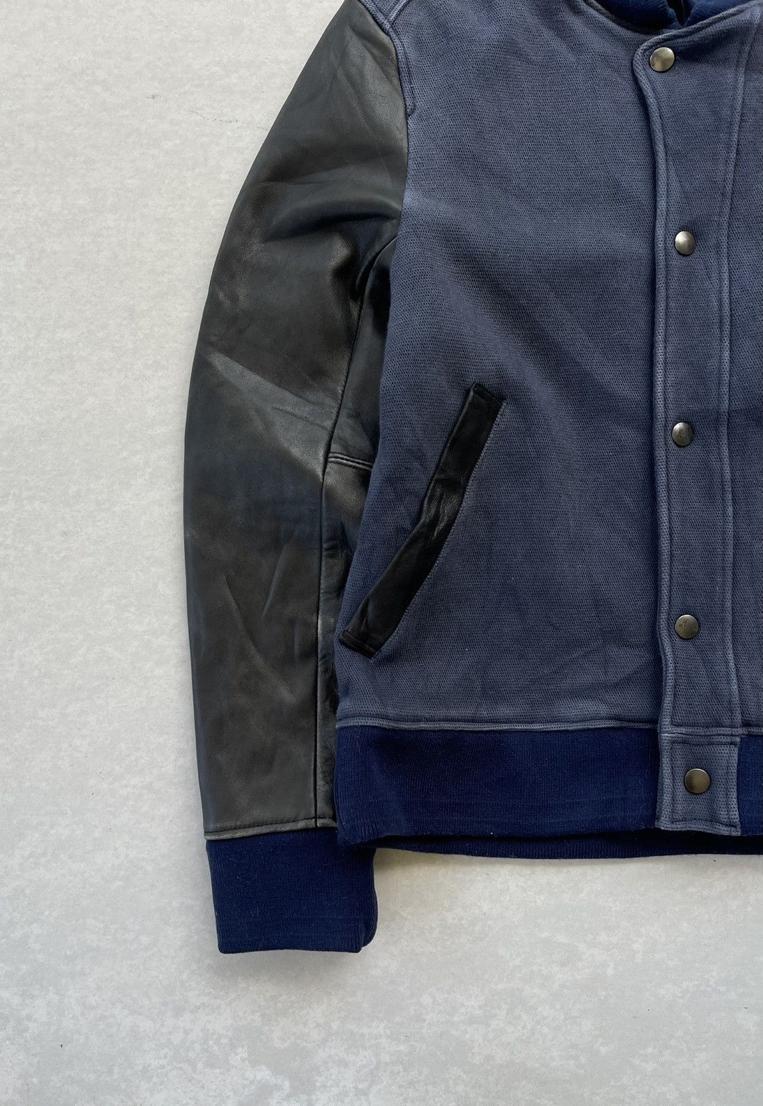 If Six Was Nine × Japanese Brand × Le Grande Bleu (L.G.B.) 🔥Vintage Shama Japan Leather Sleeve Hybrid Jacket Size US S / EU 44-46 / 1 - 6 Thumbnail