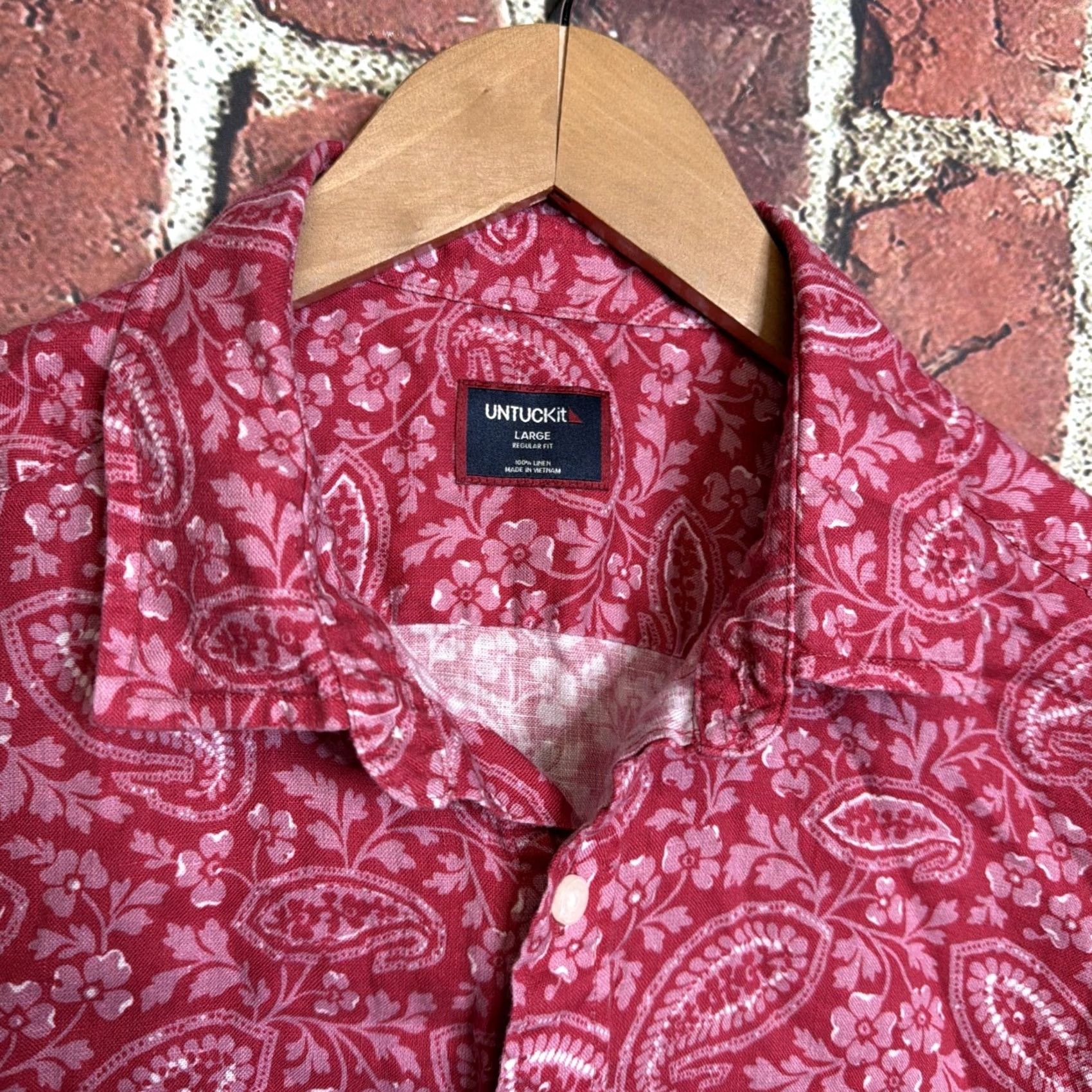 UNTUCKit UNTUCKit Shirt Mens L Paisley Linen Button Up Casual Preppy Size US L / EU 52-54 / 3 - 2 Thumbnail