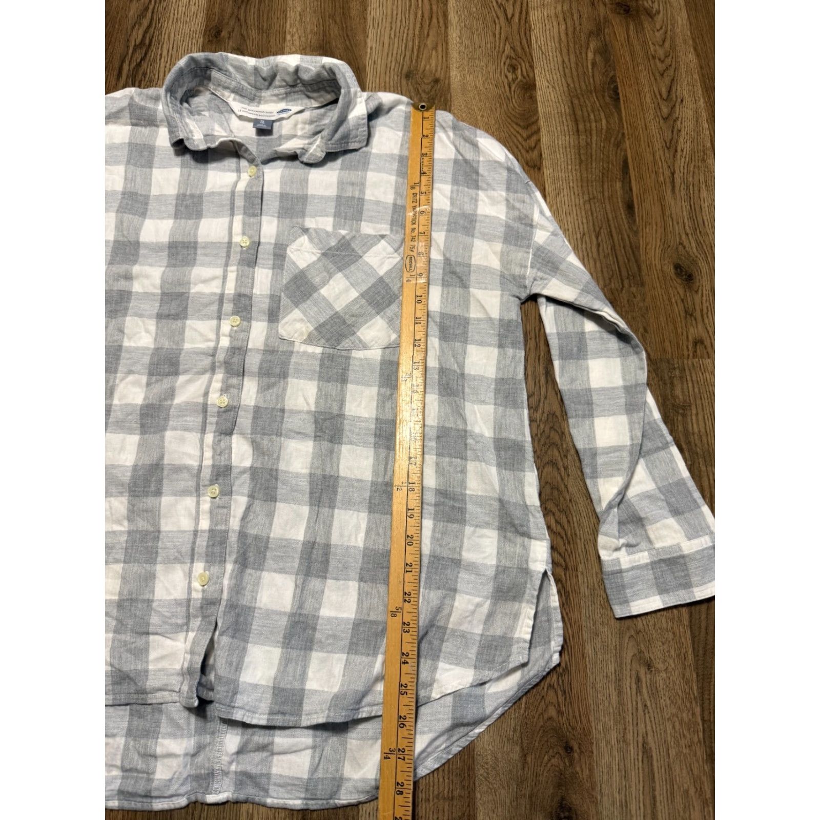 Old Navy Old Navy Shirt Women's XL Grey White Plaid Long Sleeve Button Up The Boyfriend Size XL / US 12-14 / IT 48-50 - 7 Thumbnail