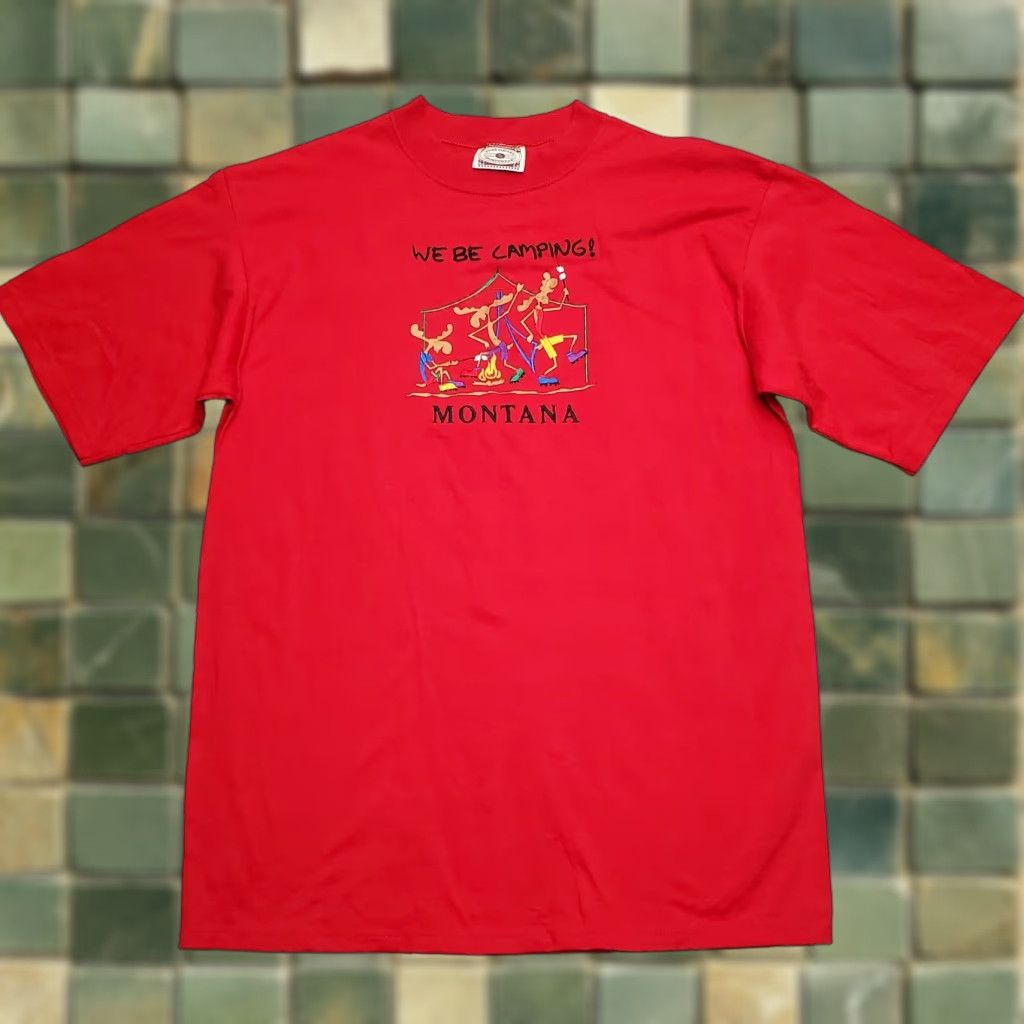 Vintage VINTAGE Montana Shirt Mens XL Red Camping Embroidery USA Casual TEE Size US XL / EU 56 / 4 - 1 Thumbnail