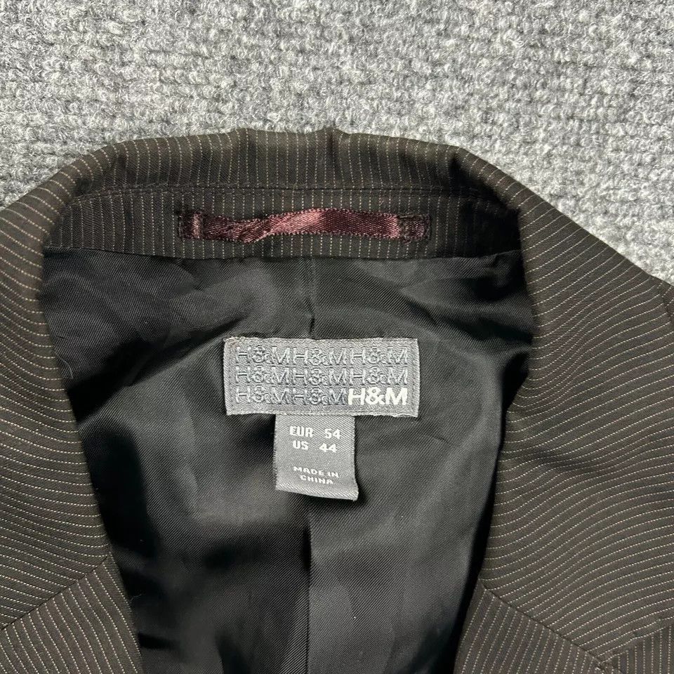H&M H&M Blazer Mens 44 Brown Striped Suit Jacket Polyester Size 44R - 2 Thumbnail
