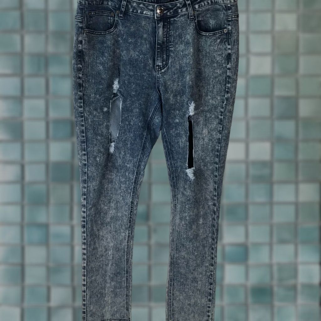 Vintage Ashley Stewart Jeans Women Distressed Stretch Skinny Blue Denim Size 16 38X32 Size 38" / US 16 / IT 52 - 1 Thumbnail