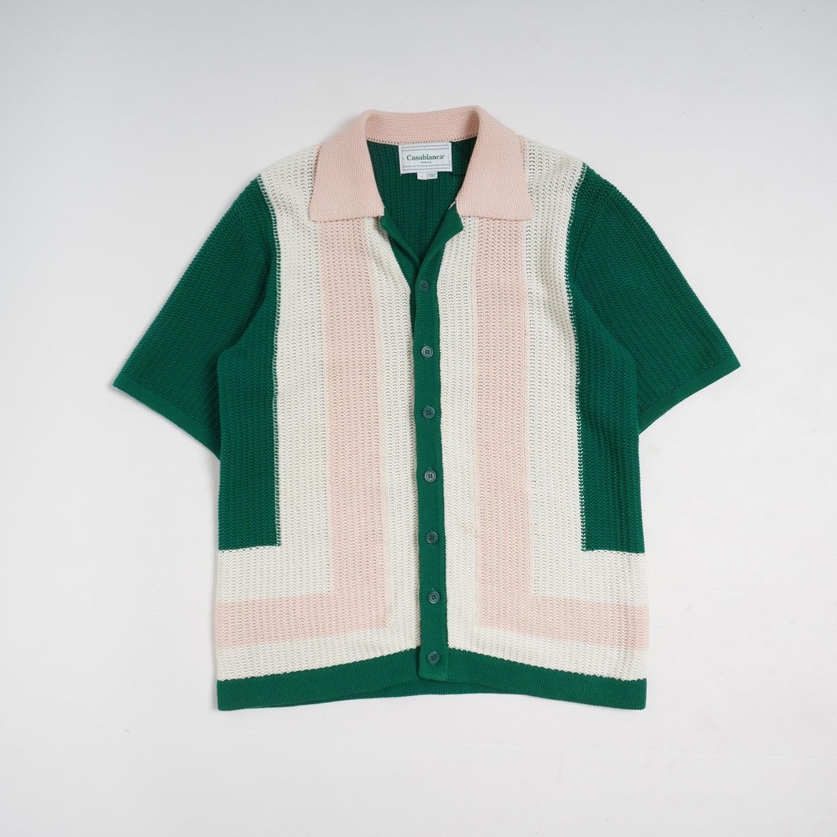 image of Casablanca Knit Strip Shirt in Green, Men's (Size Large)
