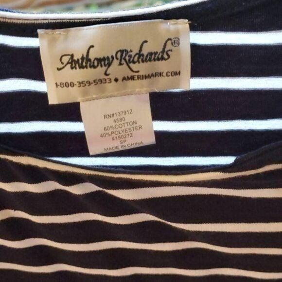 Vintage Anthony Richards Striped Decorative Neck Closure Short Sleev Size S / US 4 / IT 40 - 2 Thumbnail