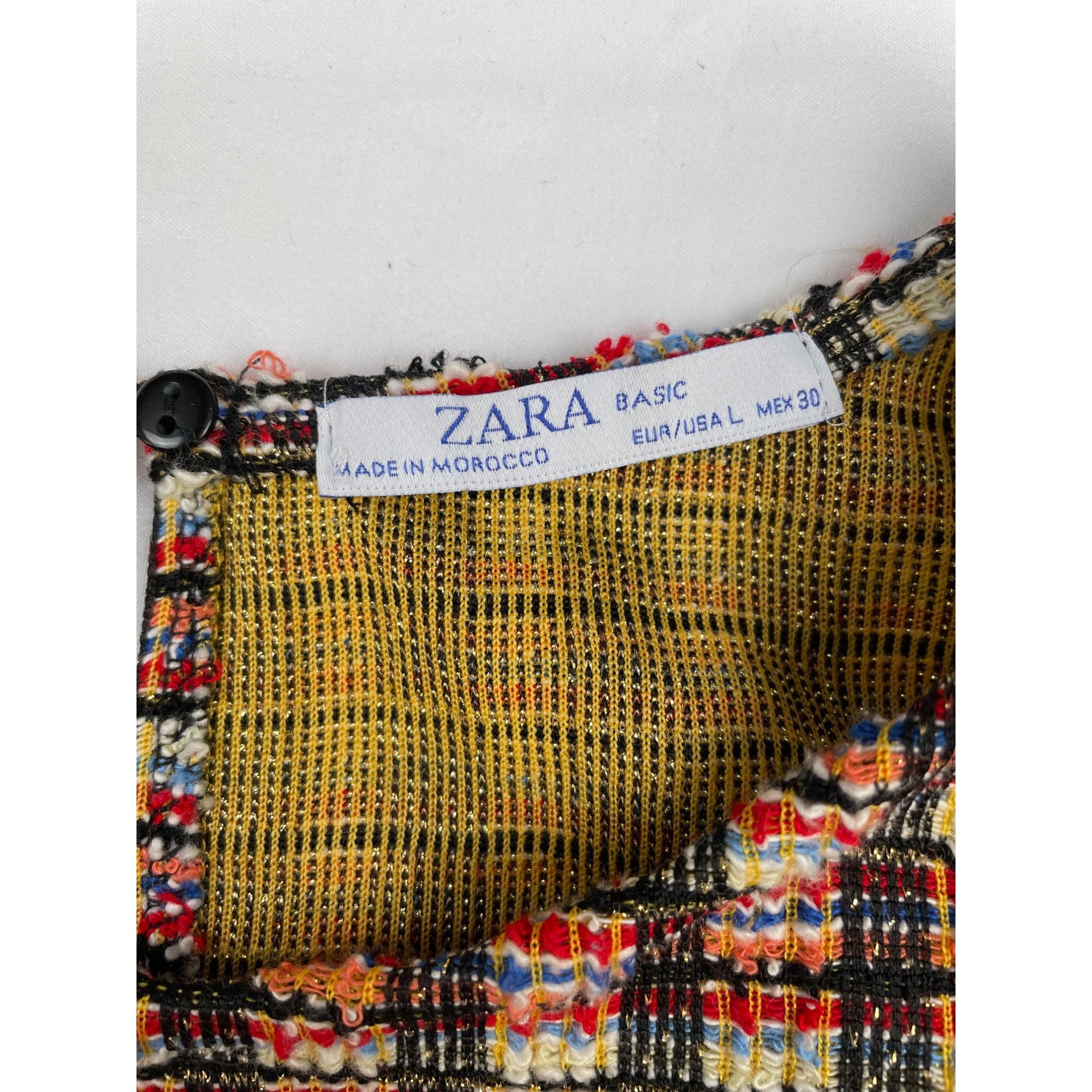 Zara Zara Women's Checkered Red Multi Dress Sleeveless/Knee Lengt Size L / US 10 / IT 46 - 4 Thumbnail