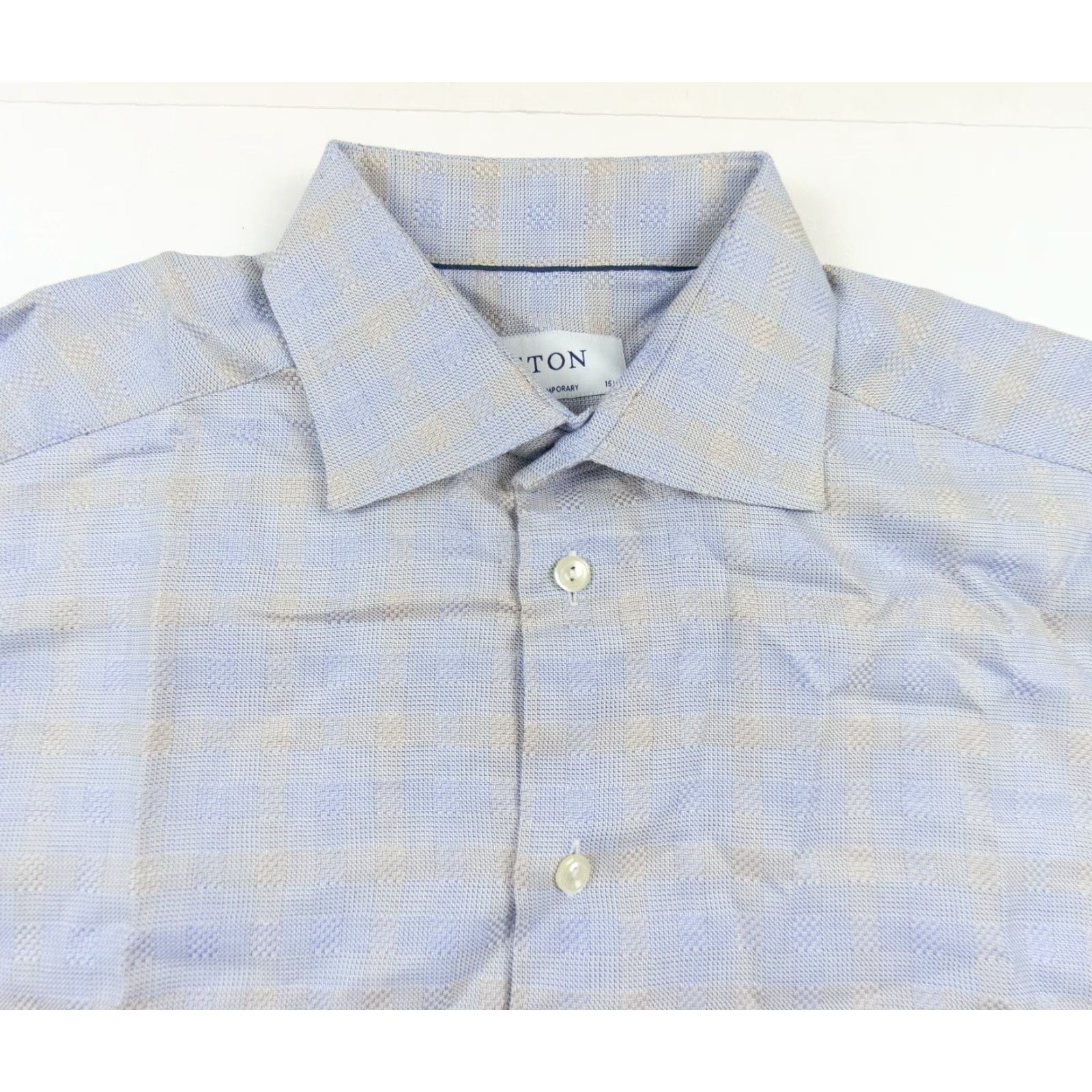 Eton VINTAGE ETON Men’s Button-Up Shirt Long Sleeve Check Cotton Blue 15.5 Business Casual Size US M / EU 48-50 / 2 - 2 Thumbnail