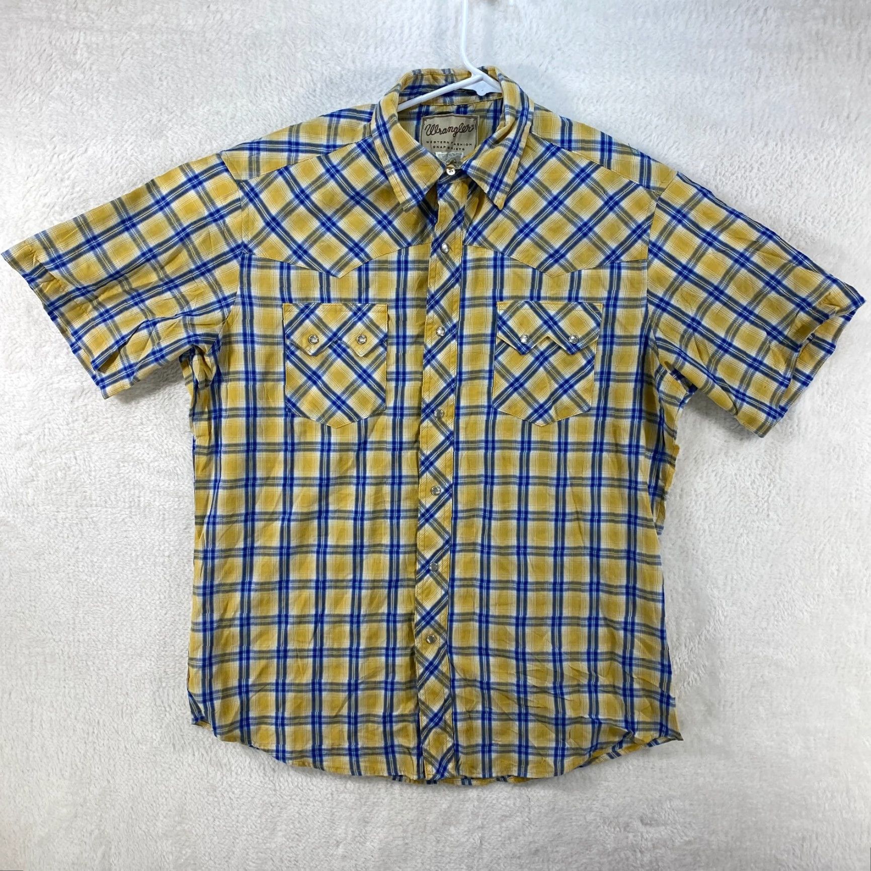 Wrangler VINTAGE Wrangler Cowboy Western Short Sleeve Pearl Snap Yellow Striped Shirt Mens Size L Size US L / EU 52-54 / 3 - 2 Thumbnail