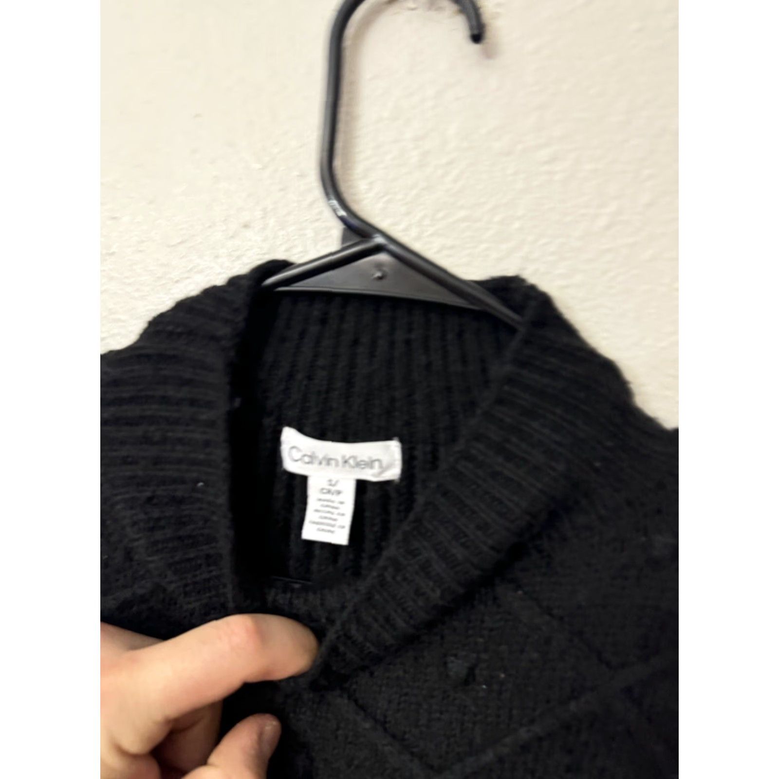 Calvin Klein Calvin Klein Womens Sweater Small Black Mock Neck Popcorn Stitch Pullover Size S / US 4 / IT 40 - 2 Thumbnail