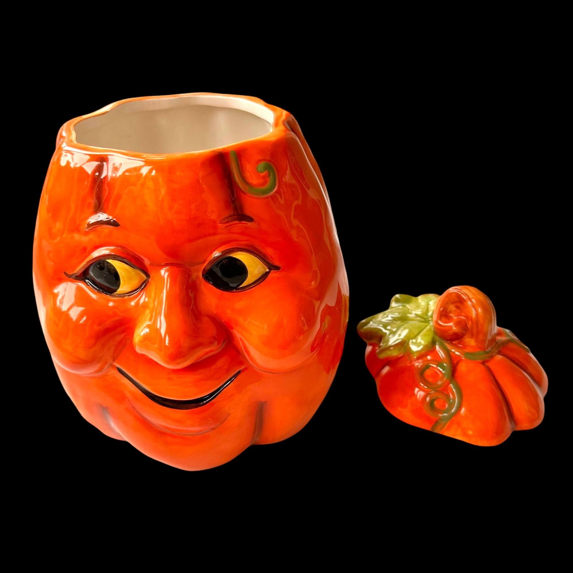 Handmade × Vintage Vintage Halloween Anthropomorphic Pumpkin Cookie Jar Ceramic Size ONE SIZE - 4 Thumbnail
