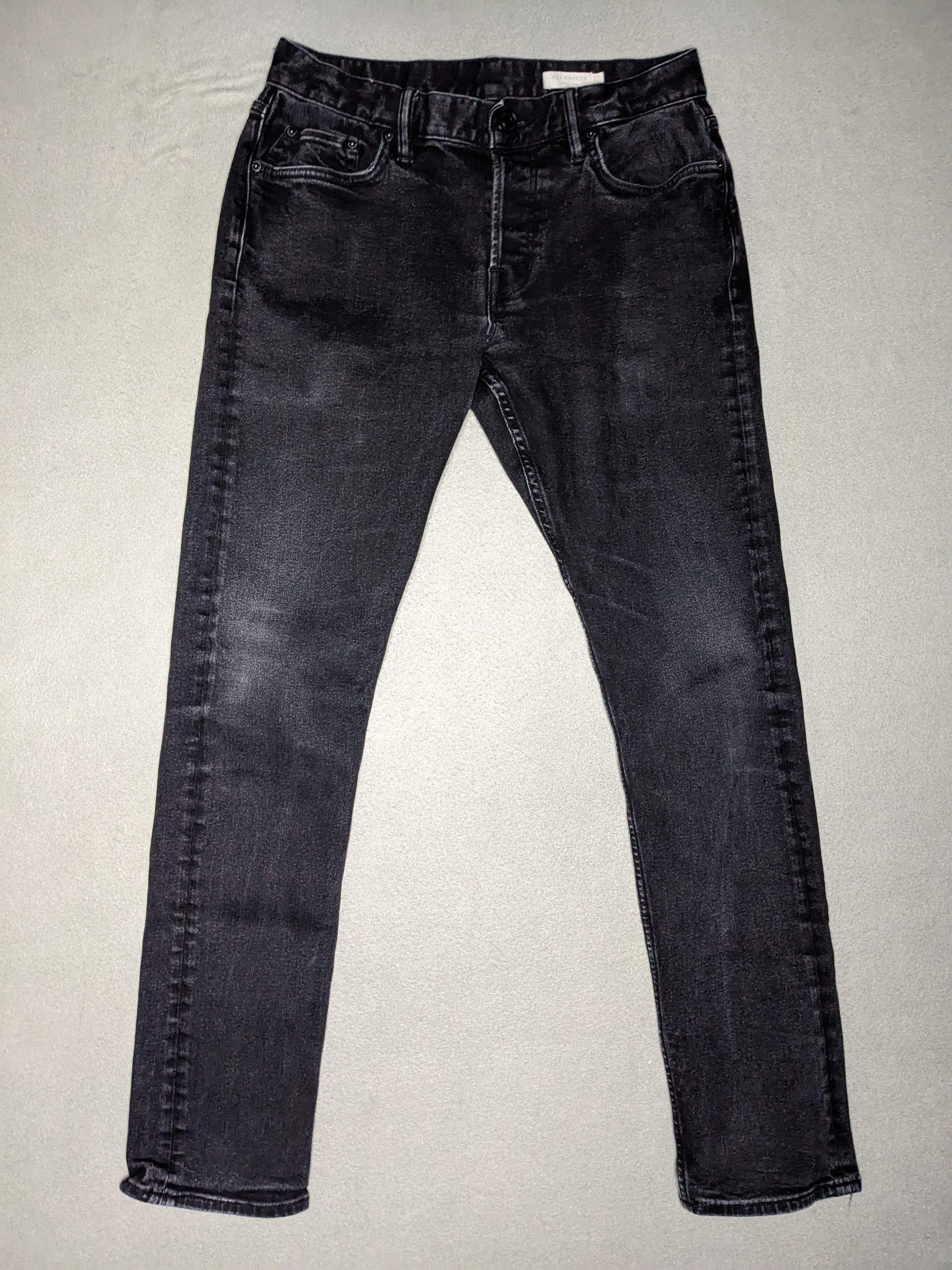 All Saints Rex Jeans 30x30 Black Denim Button Fly Slim