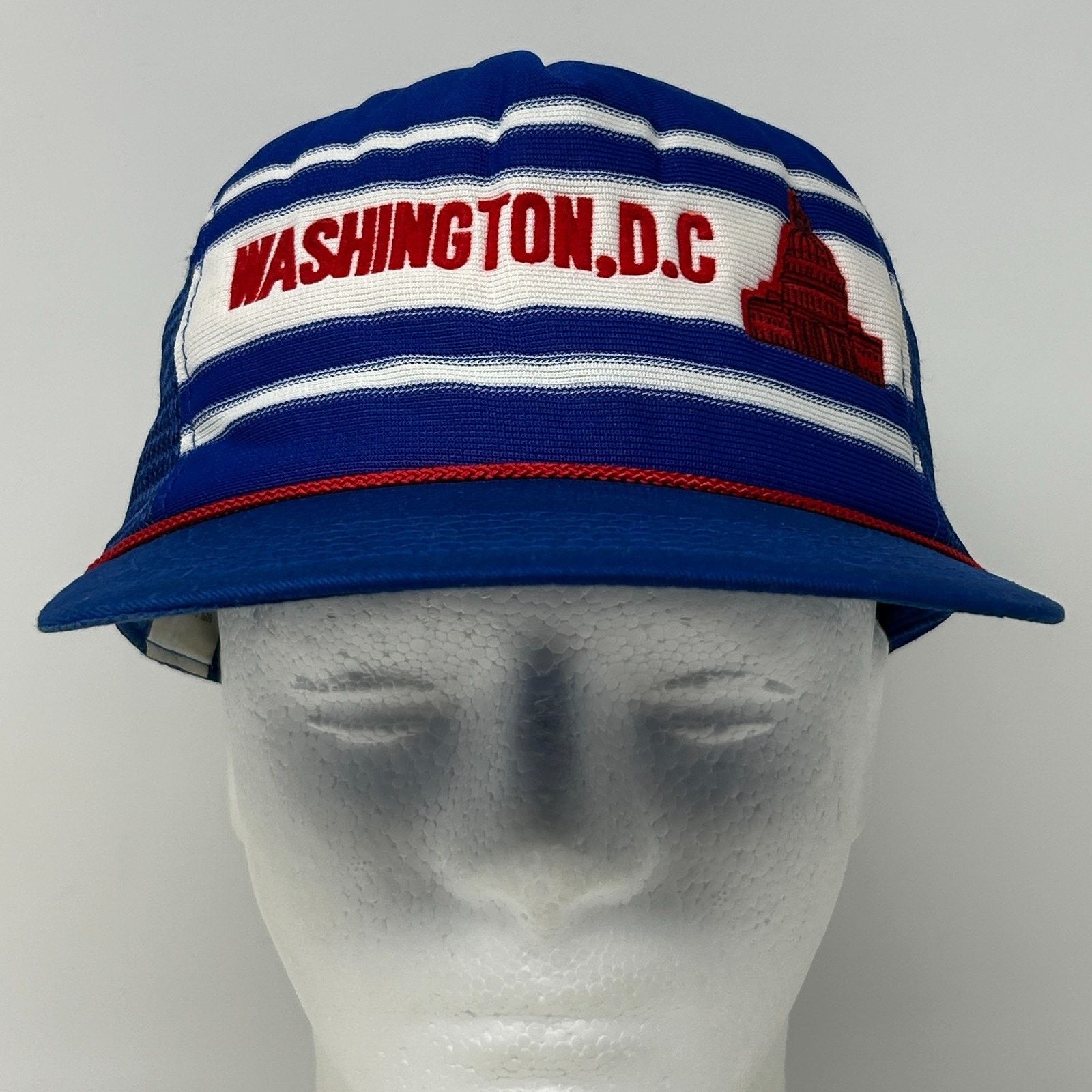 Vintage Vintage 80s Washington DC Trucker Hat Baseball Cap USA Blue Size ONE SIZE - 2 Thumbnail