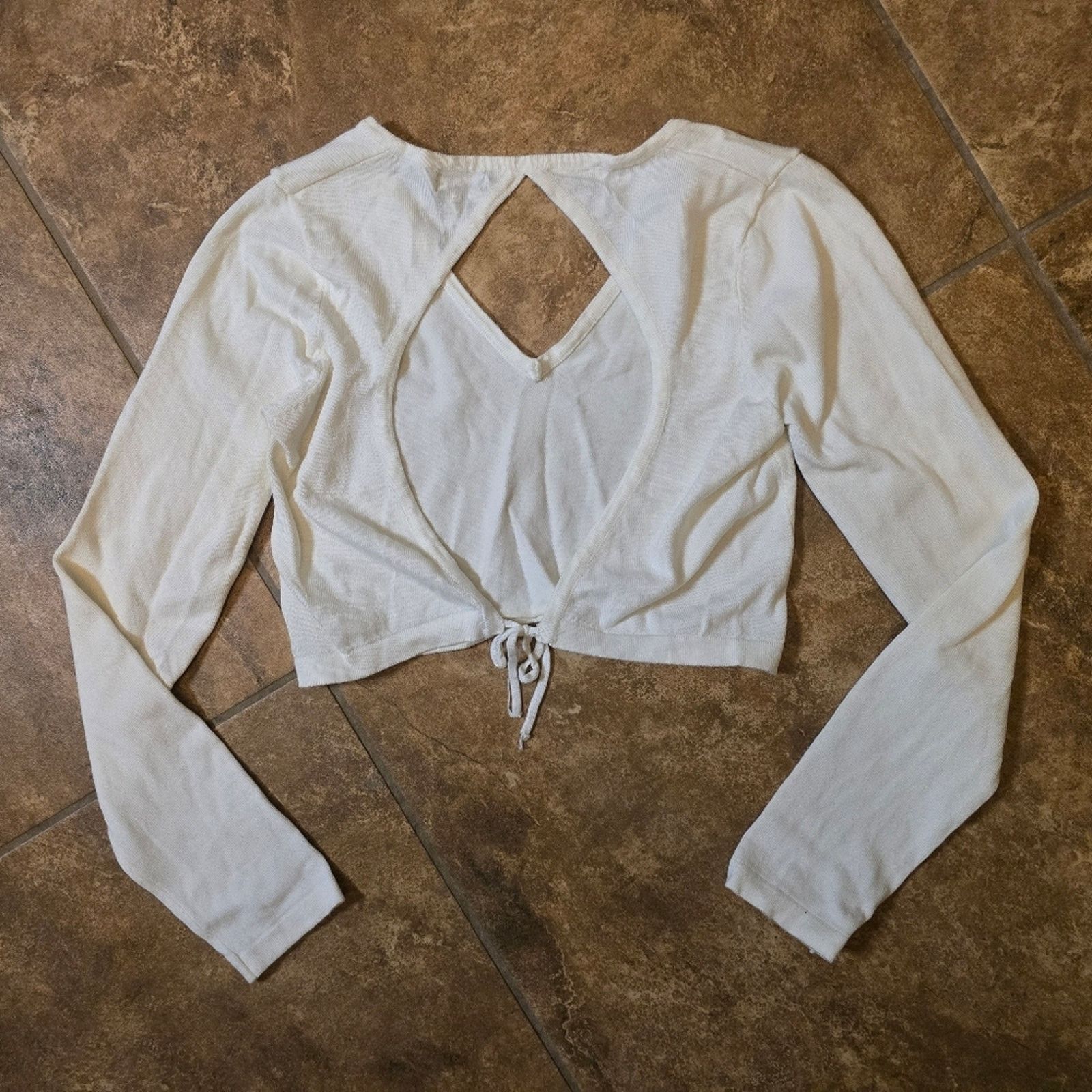 Debut White Cropped | DEBUT | Open Back Long Sleeve Size M / US 6-8 / IT 42-44 - 2 Thumbnail