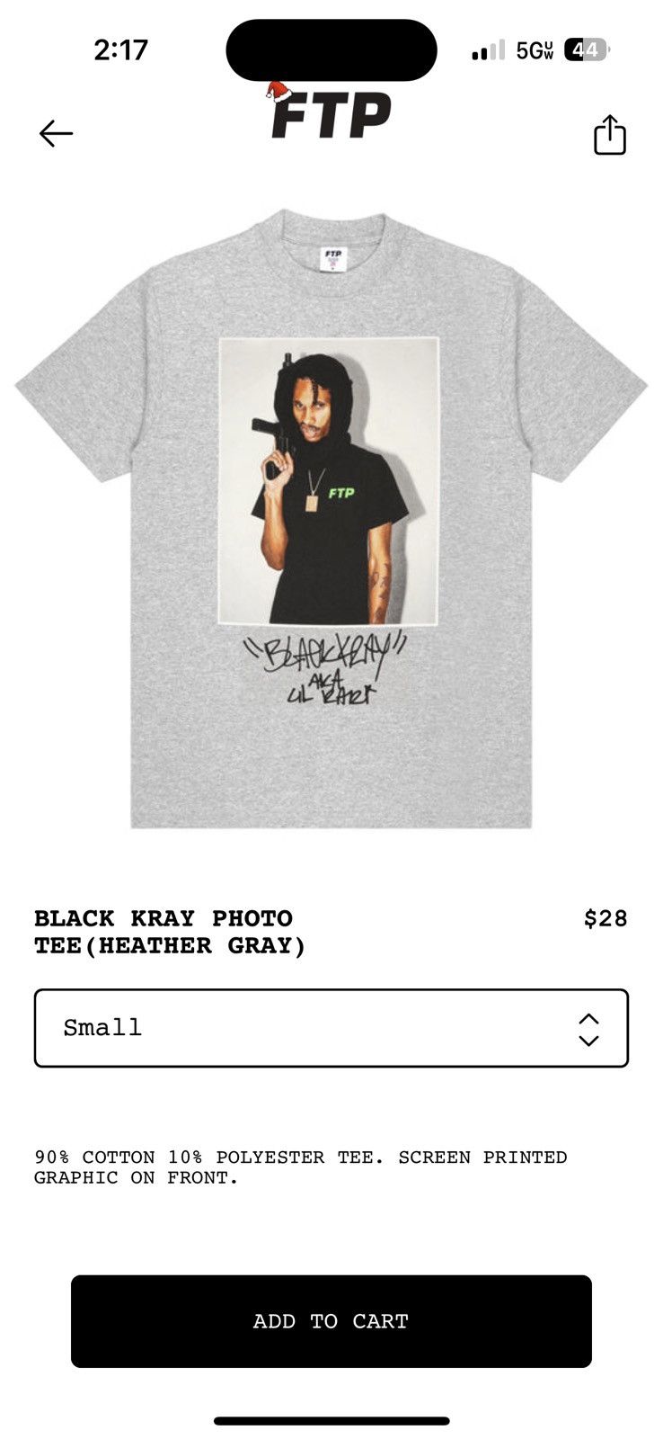 image of Fuck The Population Ftp Black Kray Photo Tee, Men's (Size XL)