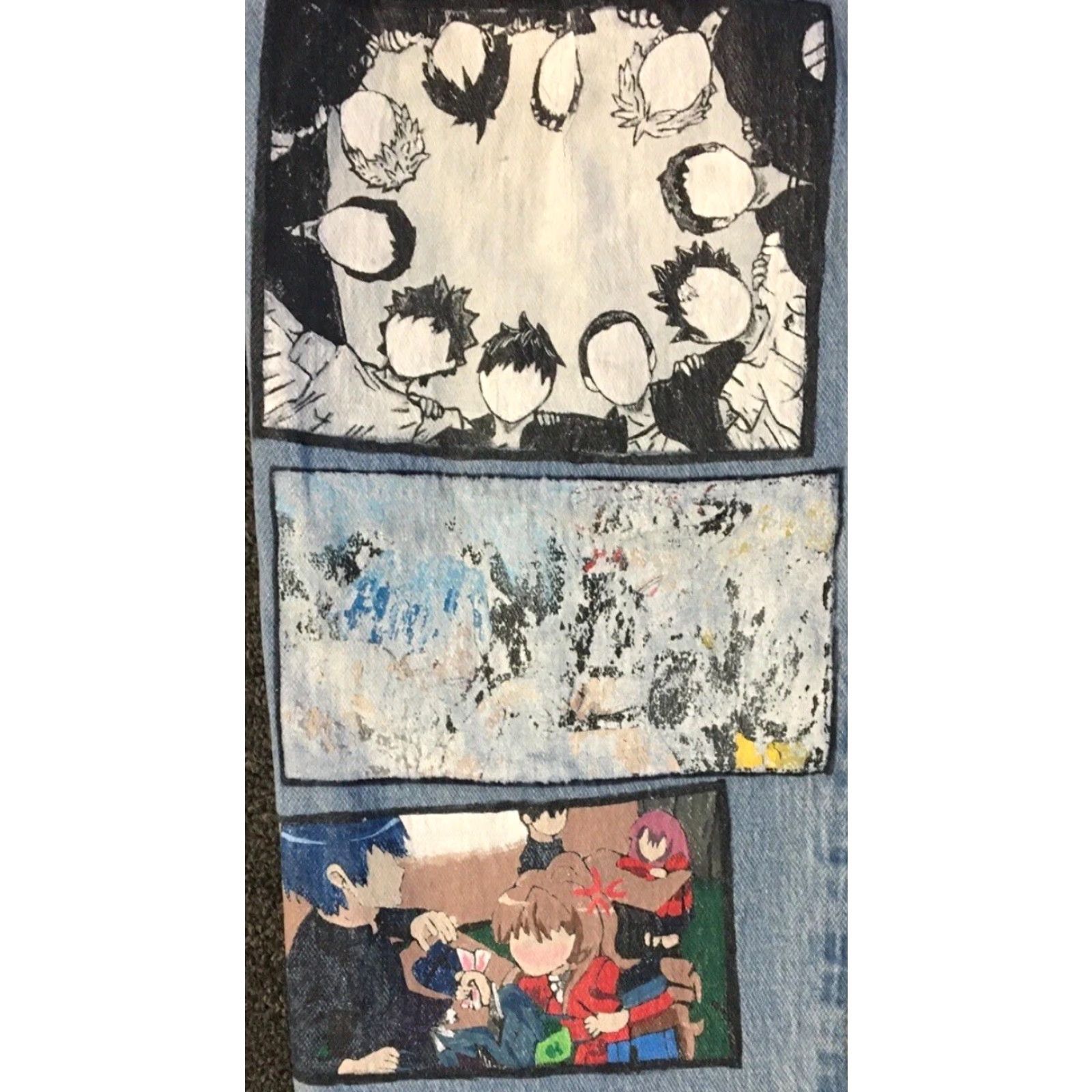 Vintage Vtg Custom Painted Anime Faded Distress Jeans 26 Naruto One Piece Manga Grunge Size 26" / US 2 / IT 38 - 3 Thumbnail