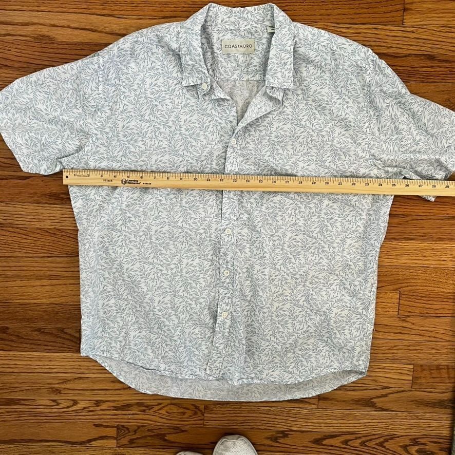 Old Navy Coastaoro Mens XL Short Sleeve Button-Up Shirt Blue Leaf Pri Size US XL / EU 56 / 4 - 7 Thumbnail