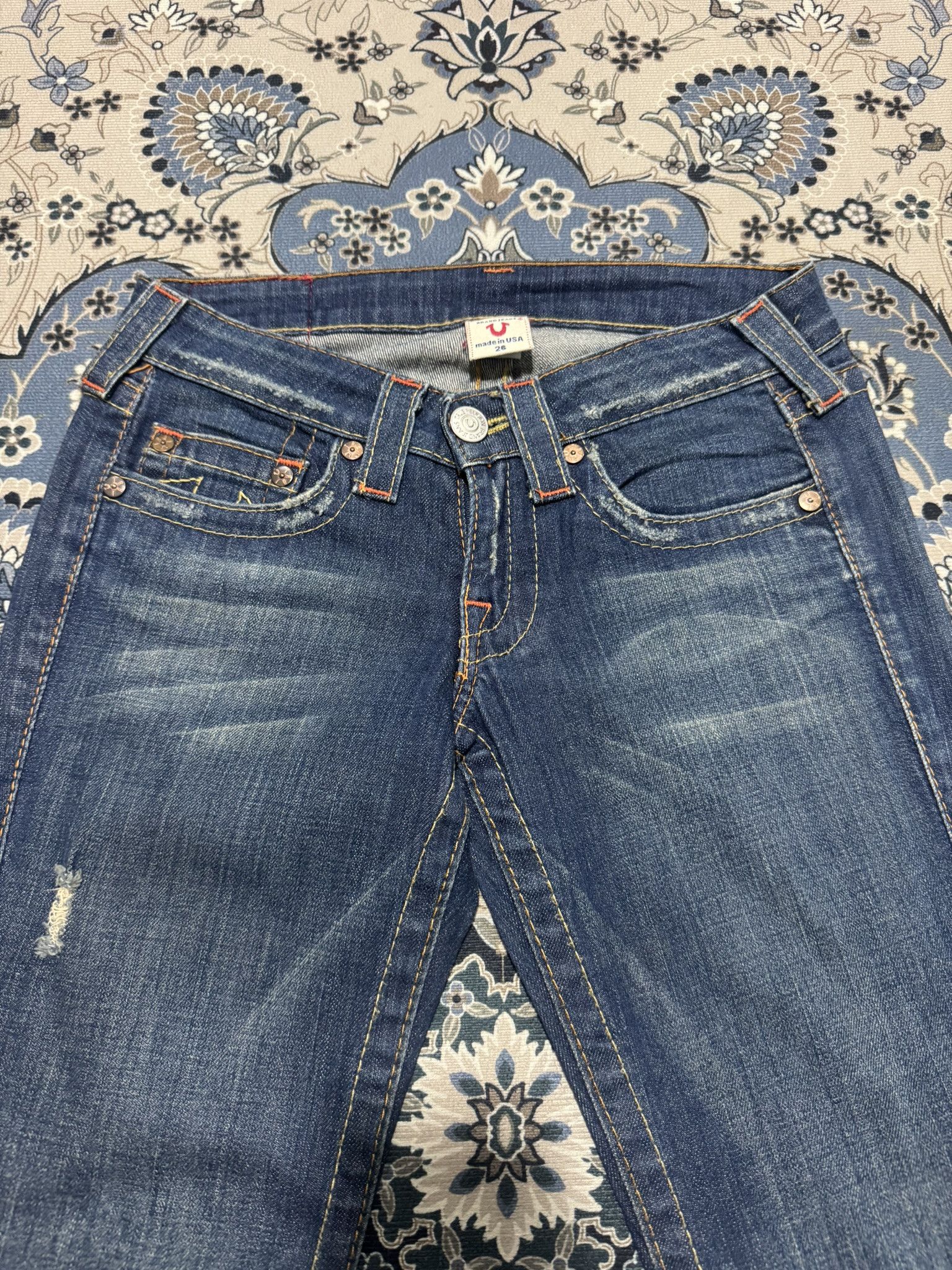 True Religion × Vintage Y2K Flare True Religion Bobby Distressed Jeans Size 28" / US 6 / IT 42 - 3 Thumbnail