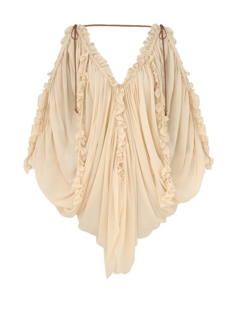Zimmermann oc11z0226 Illuminate Draped Blouse In Nude Size L / US 10 / IT 46 - 1 Thumbnail