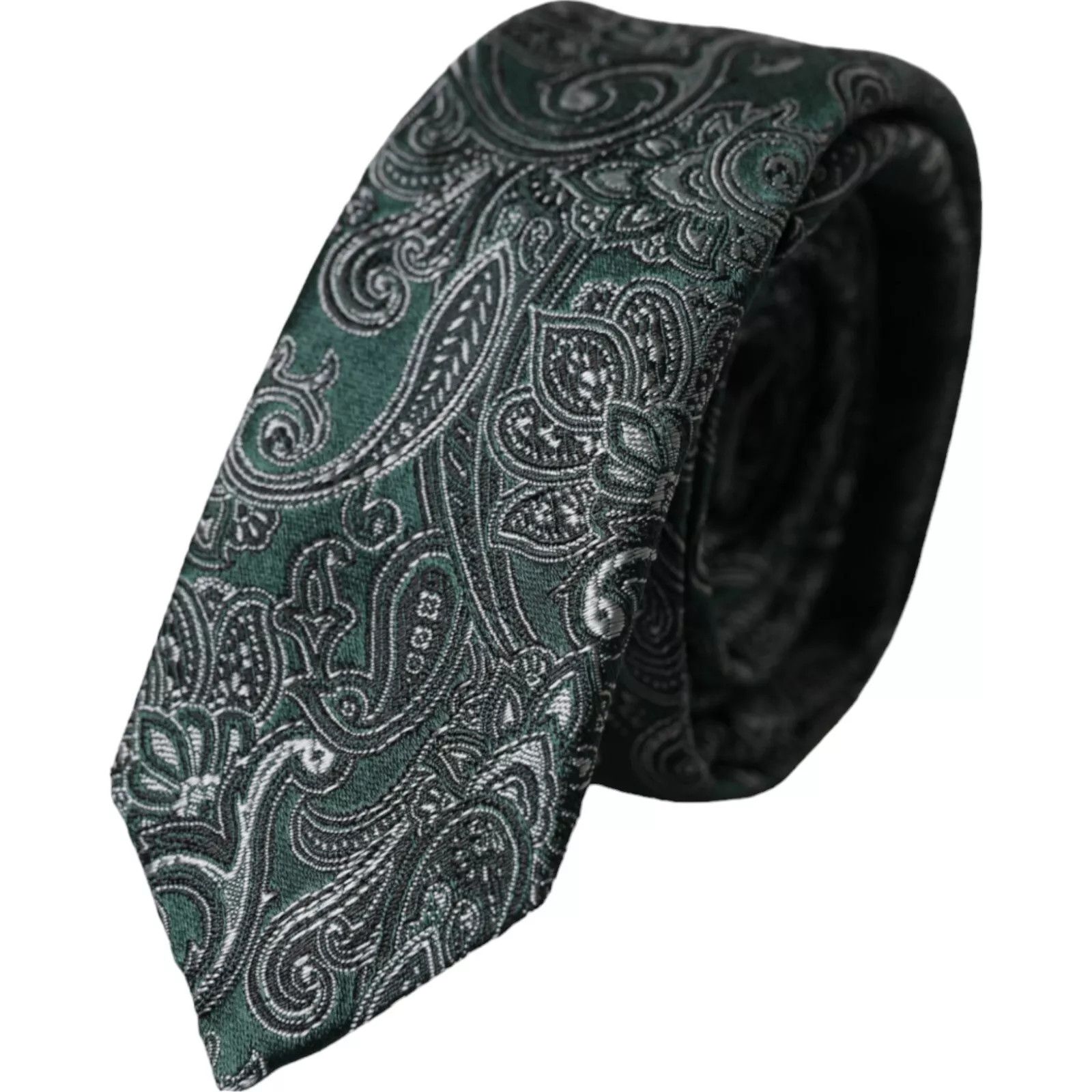 Dolce & Gabbana Green Floral Pattern 100% Silk Adjustable Men Men's Tie Size ONE SIZE - 1 Thumbnail