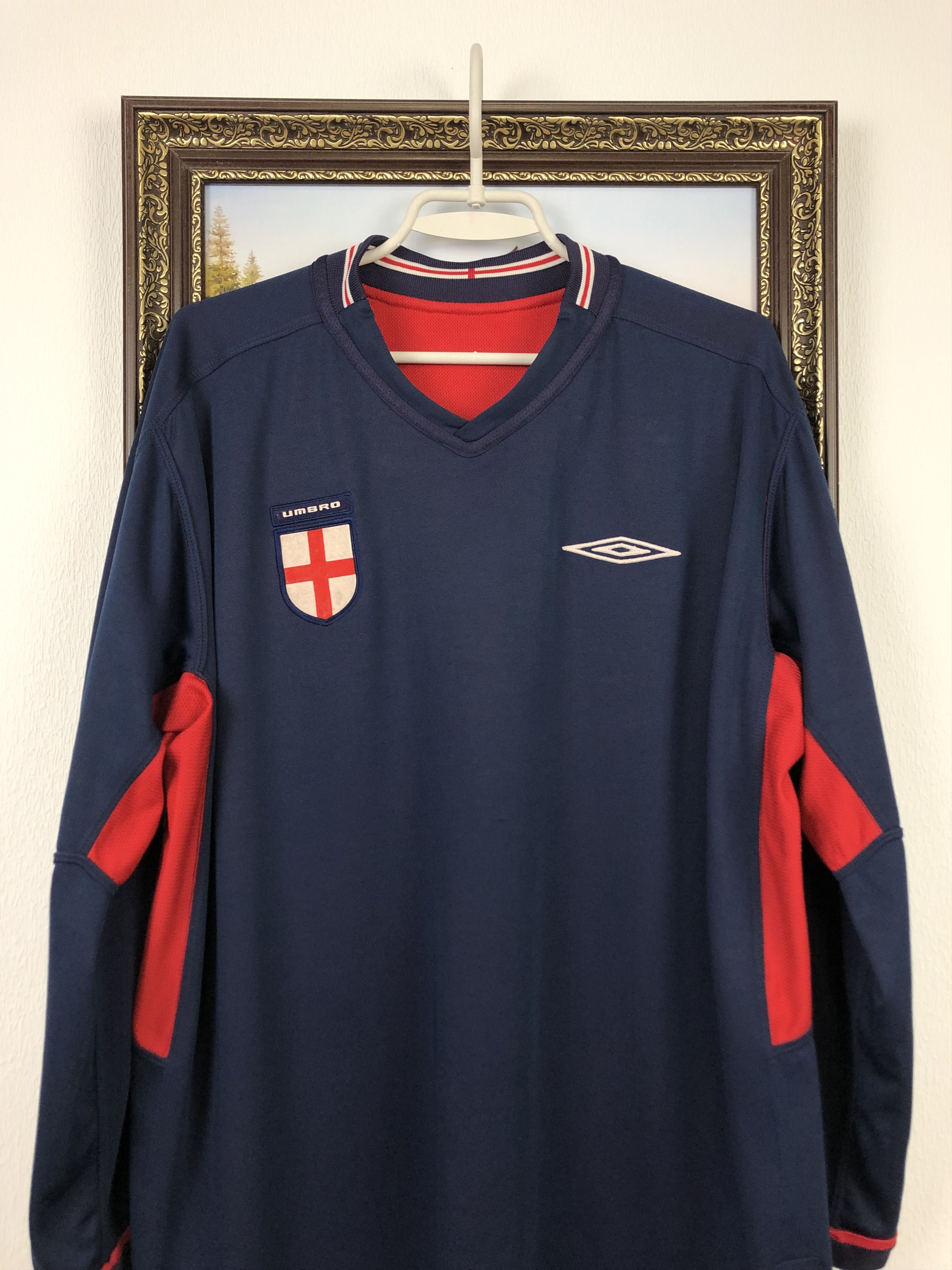 Umbro × Vintage England football shirt 2002 Reversible Long Sleeve Jersey Size US L / EU 52-54 / 3 - 14 Thumbnail