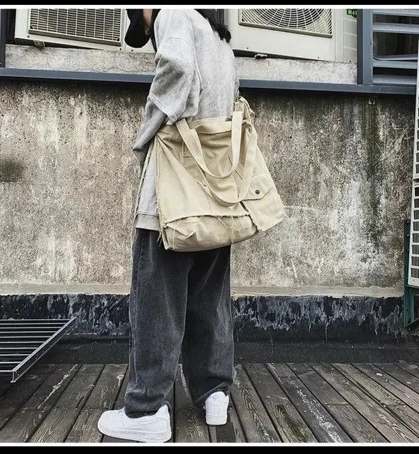 Vintage Tote Bag Canvas Single Vintage Solid Hasp Shoulder Bag Size ONE SIZE - 1 Thumbnail