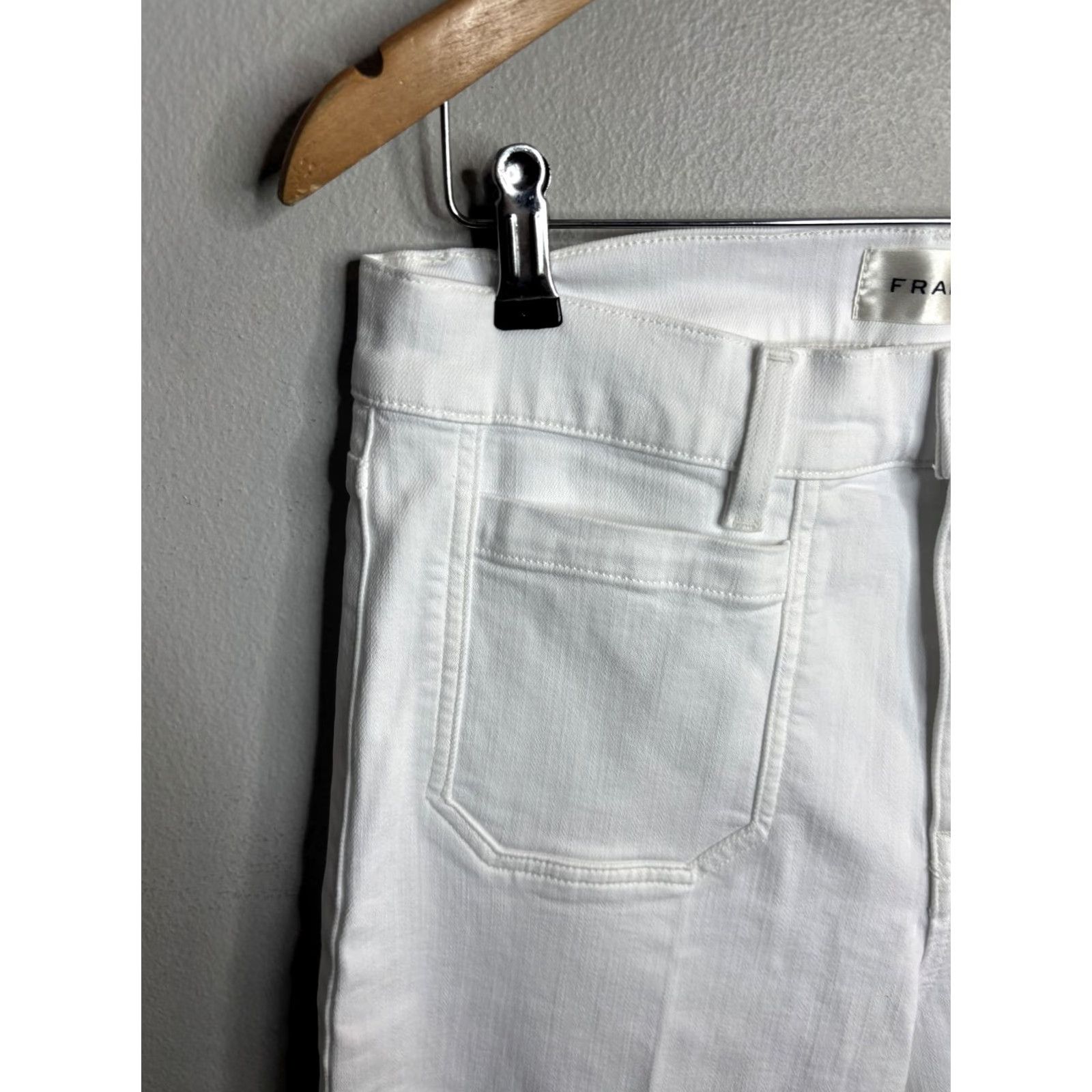 Frame VINTAGE FRAME Le Slim Palazzo Jeans Womens White High Rise Wide-Leg Patch Pockets Denim Size 30" / US 8 / IT 44 - 2 Thumbnail