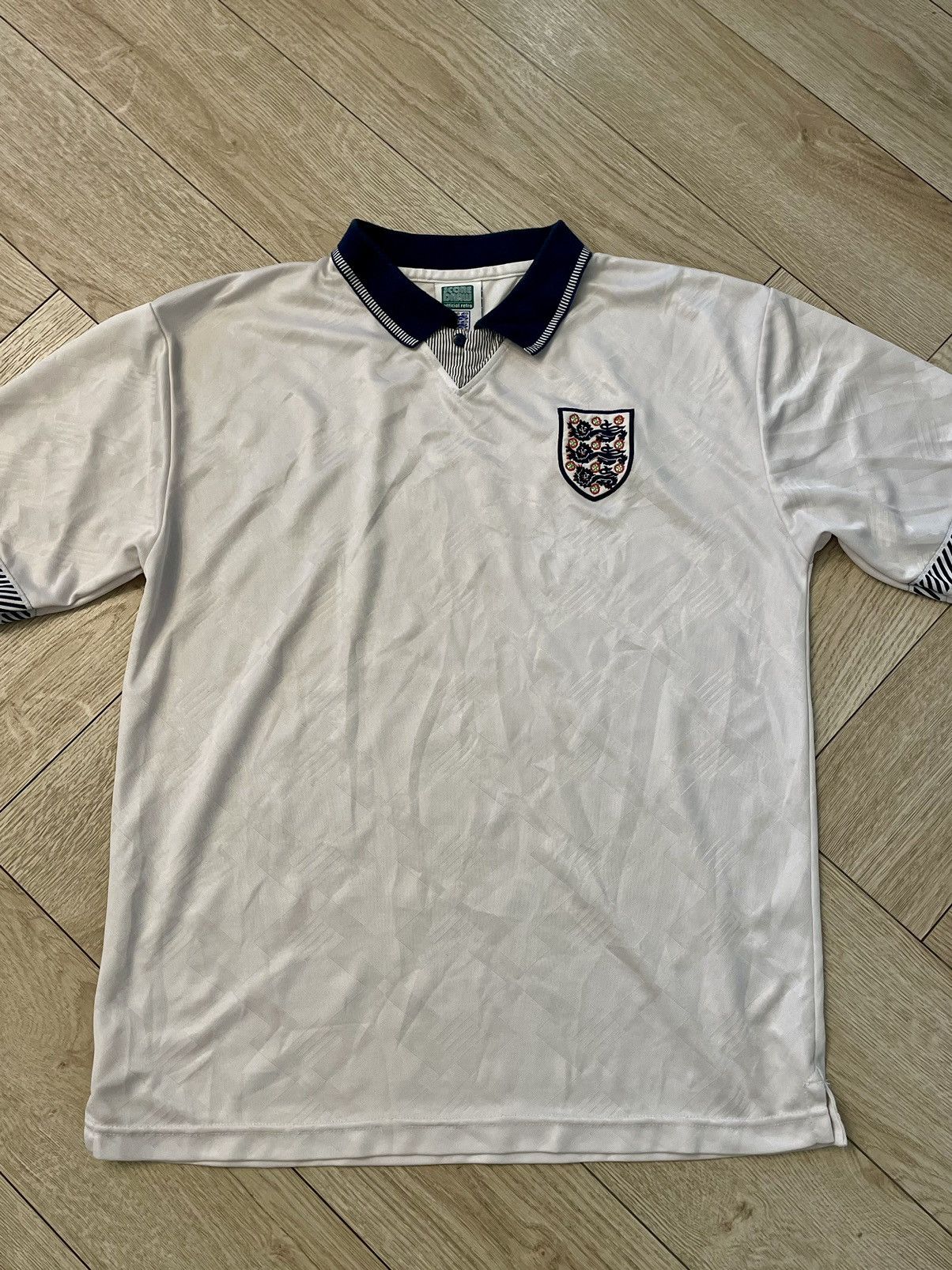 Vintage Score Draw England 1990 Away Jersey White football Shirt Size US L / EU 52-54 / 3 - 1 Thumbnail