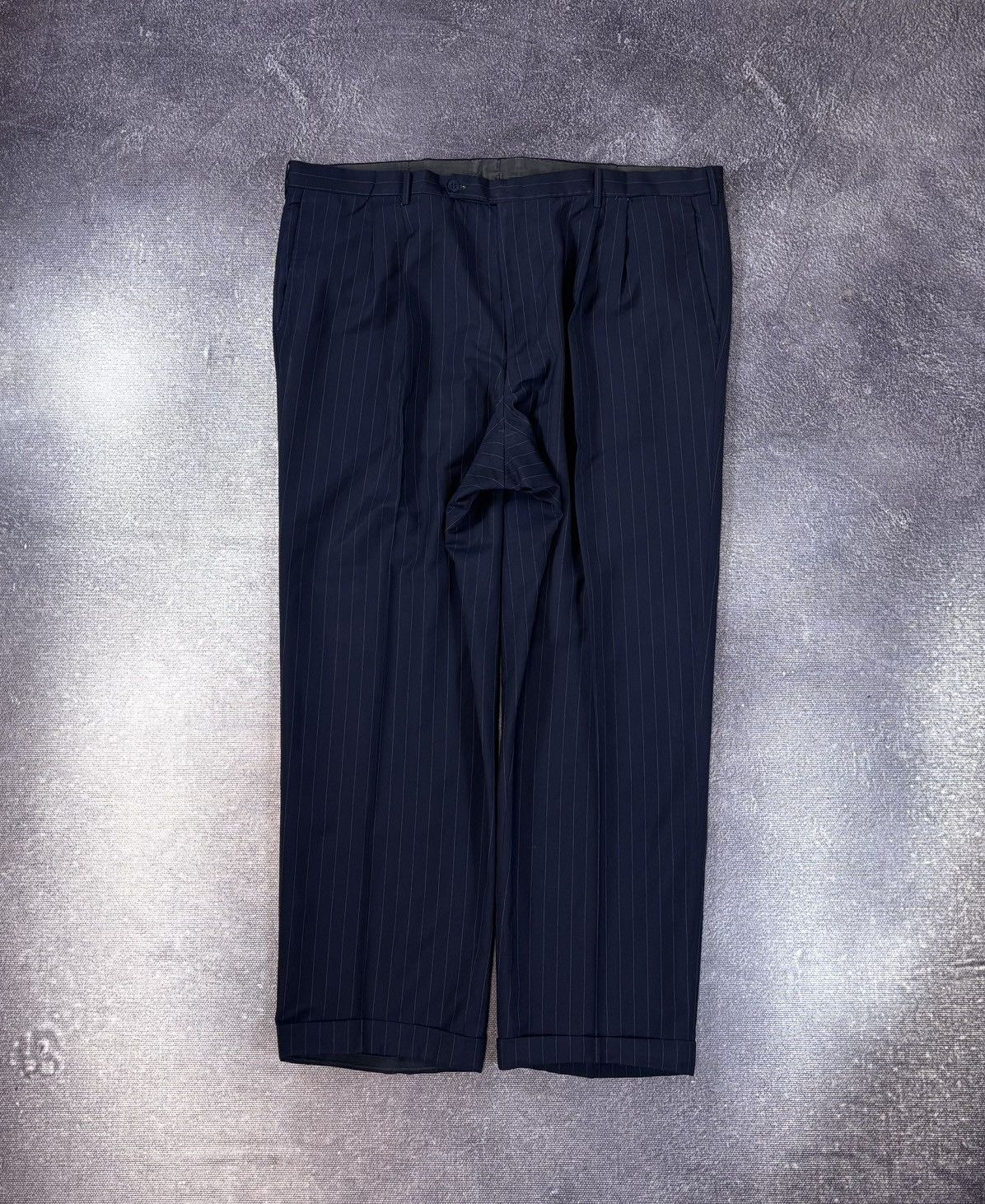 Holland & Sherry Holland & Sherry Men’s 2-Piece Navy Blue Pinstripe Wool Suit Size 52R - 16 Thumbnail