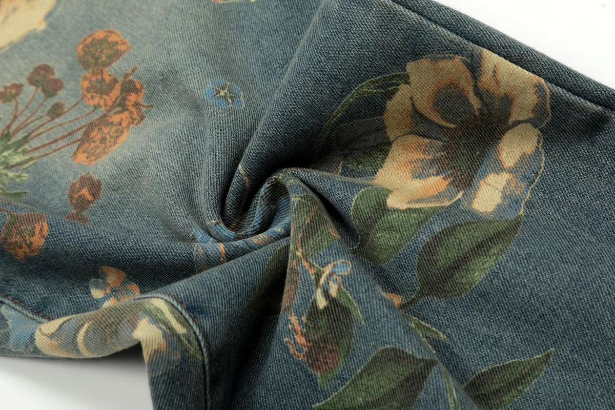 Japanese Brand × Vintage Streetwear Flower Printed Loose Jeans Size US 33 - 8 Thumbnail