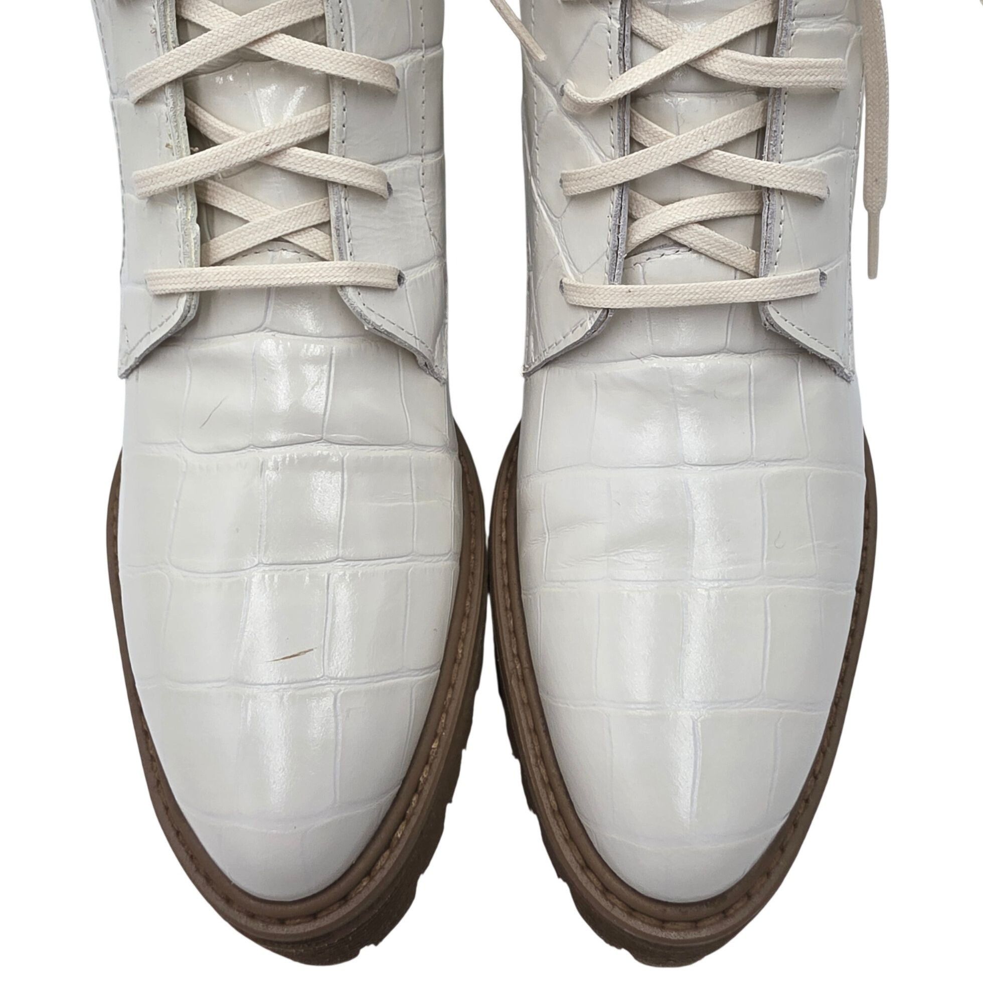 FREDA SALVADOR NEW Freda Salvador Emi Combat Boots Womens 5M Creme Leather Size US 5 / IT 35 - 10 Thumbnail
