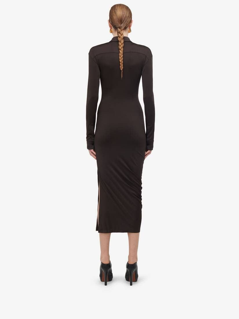 Alexander McQueen o1srvl11e0326 Fitted Shirt Dress in Brown Size XL / US 12-14 / IT 48-50 - 4 Thumbnail