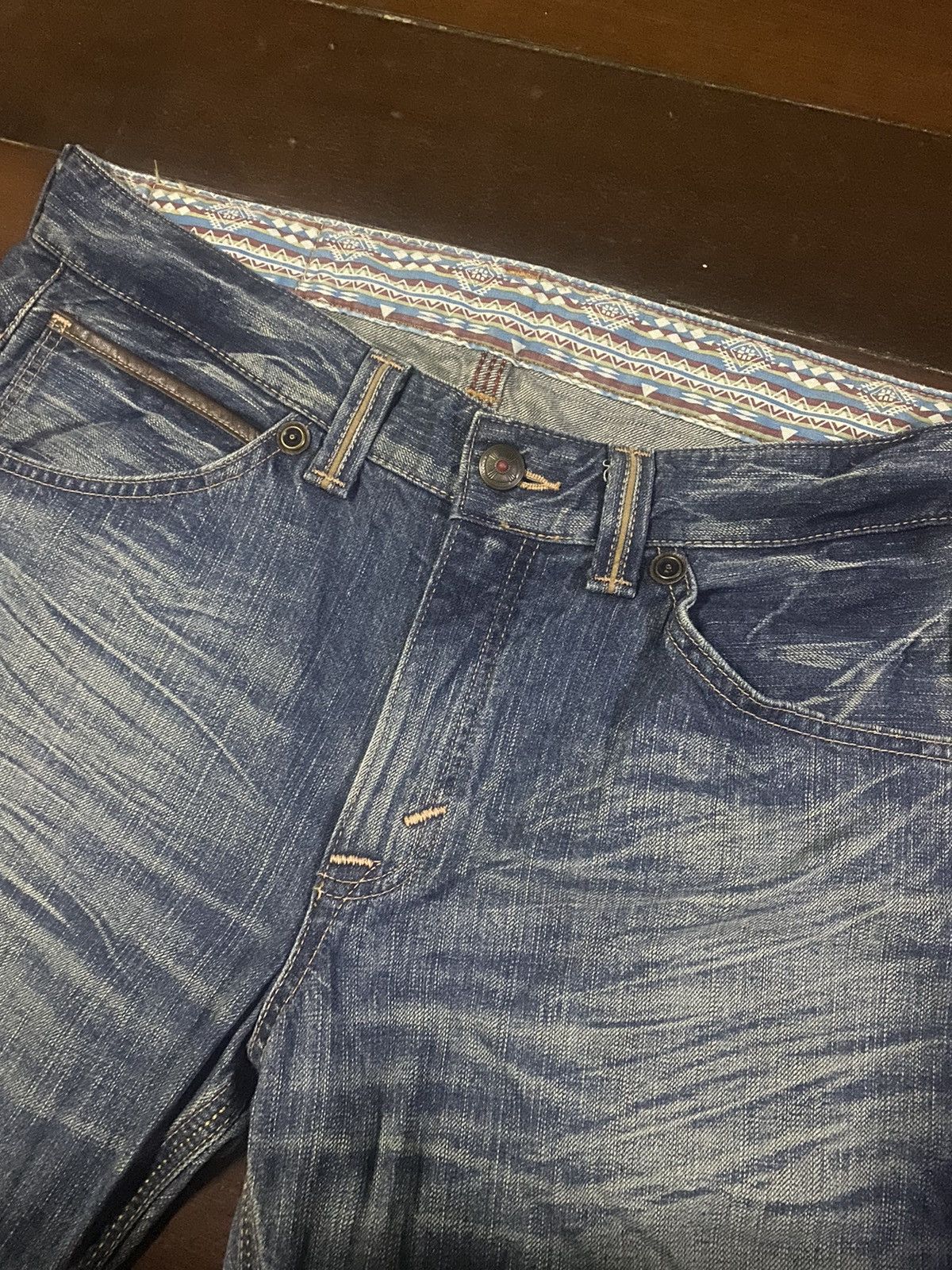 Ed Hardy × Edwin Fire design EDWIN exclusive vintage mud wash clawmark Size US 39 - 15 Thumbnail
