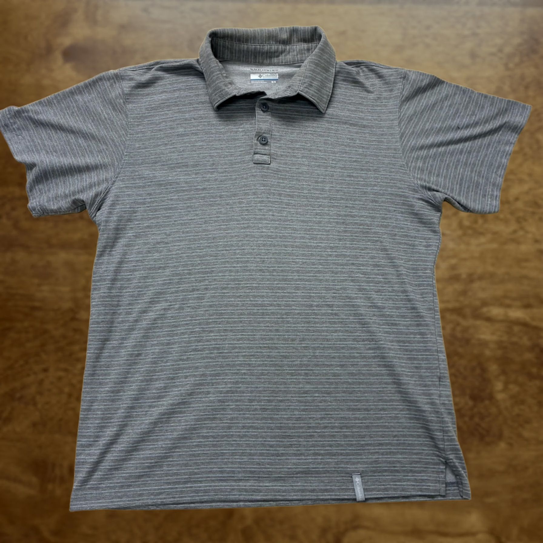 Vintage Columbia Polo Shirt Mens M Gray Striped Omni-Wick Short Sleeve Casual Polo Size US M / EU 48-50 / 2 - 1 Thumbnail