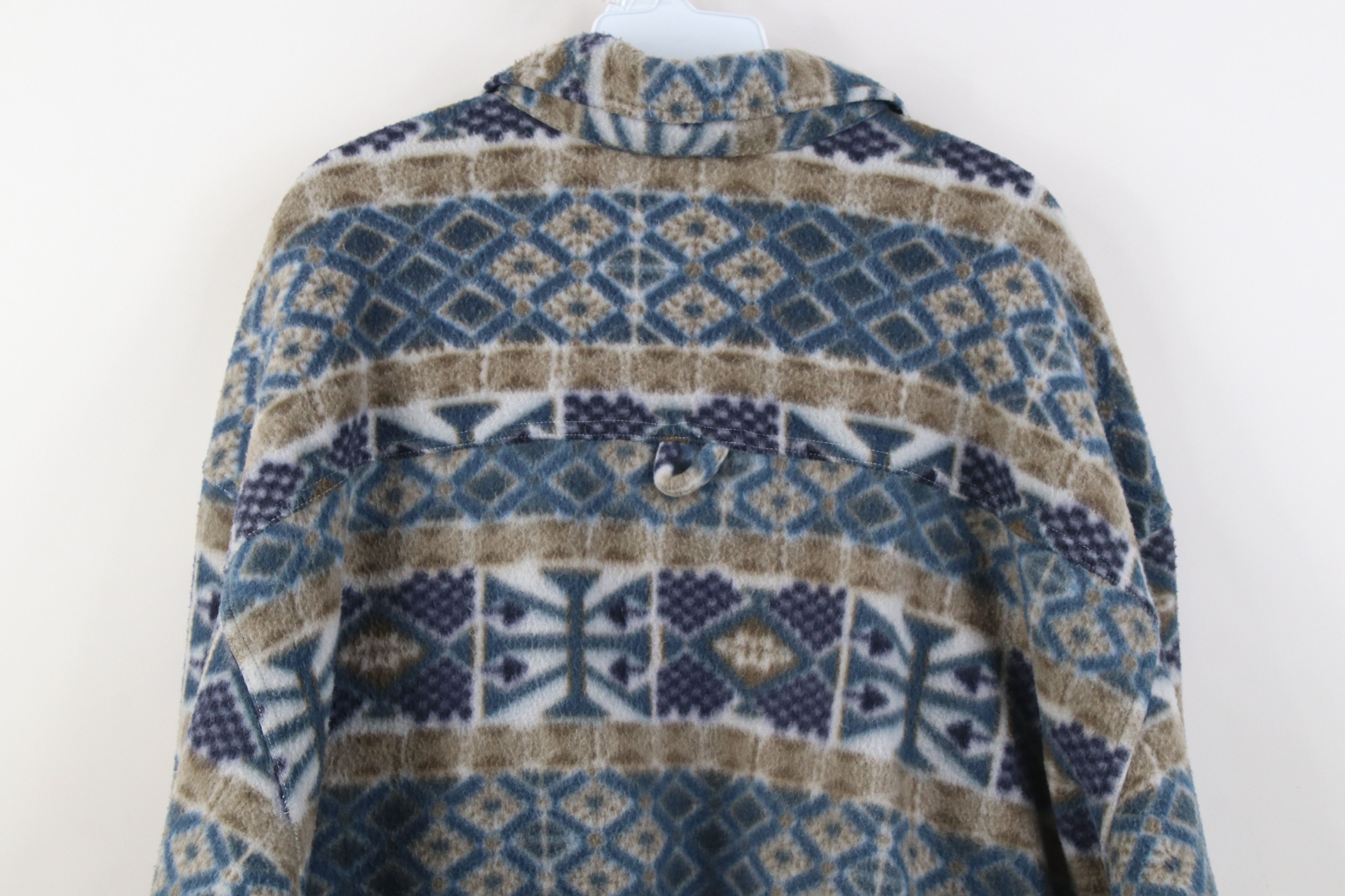 Vintage Vintage 90s Streetwear Fair Isle Fleece Button Shirt Jacket Size US XL / EU 56 / 4 - 11 Thumbnail