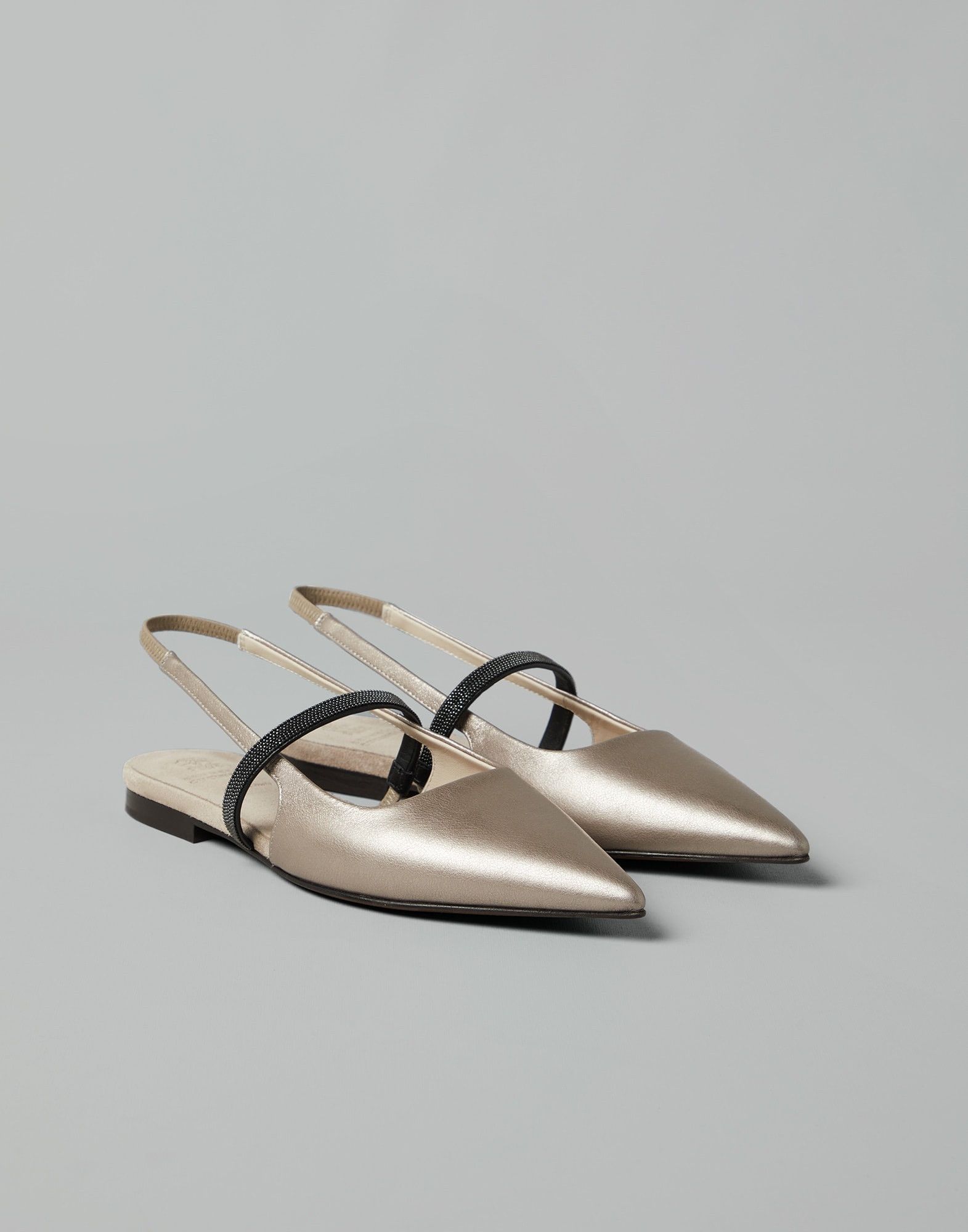 Brunello Cucinelli o1w1db10825 Pair Of Ballet Flats in Natural/Golden Size US 5 / IT 35 - 1 Thumbnail