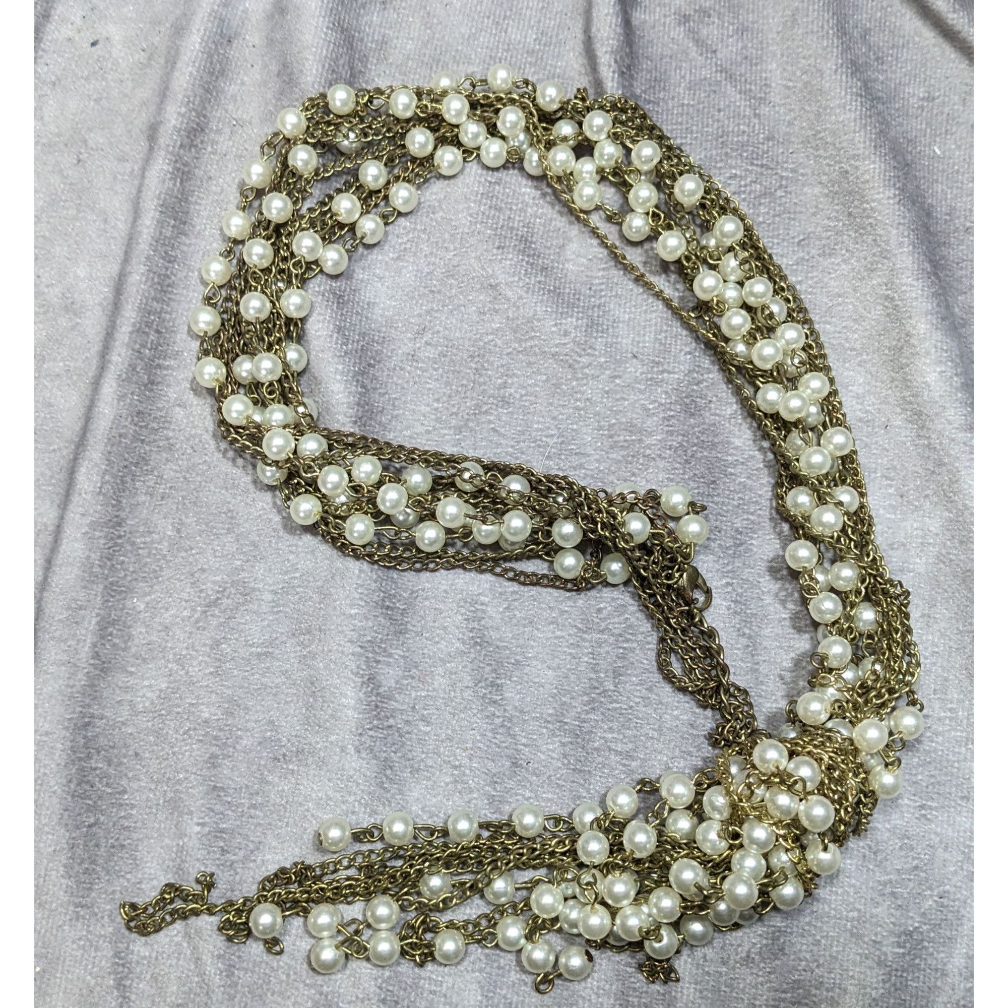 Other Retro 80s Style Glam Metal Gold-Tone Chain Necklace With Fau Size ONE SIZE - 4 Thumbnail