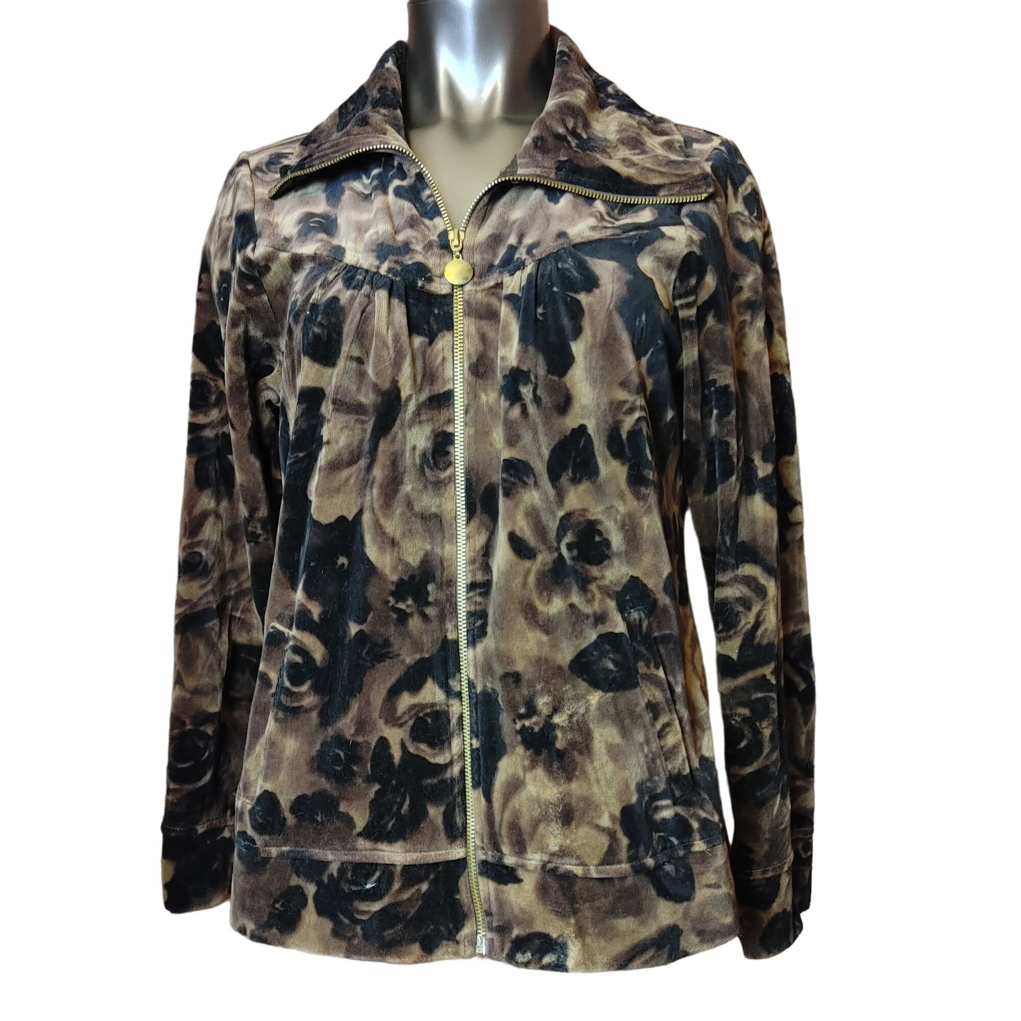 Other STYLE & CO SPORT Womens L Brown Floral Full Zip Lightweight Size L / US 10 / IT 46 - 1 Thumbnail