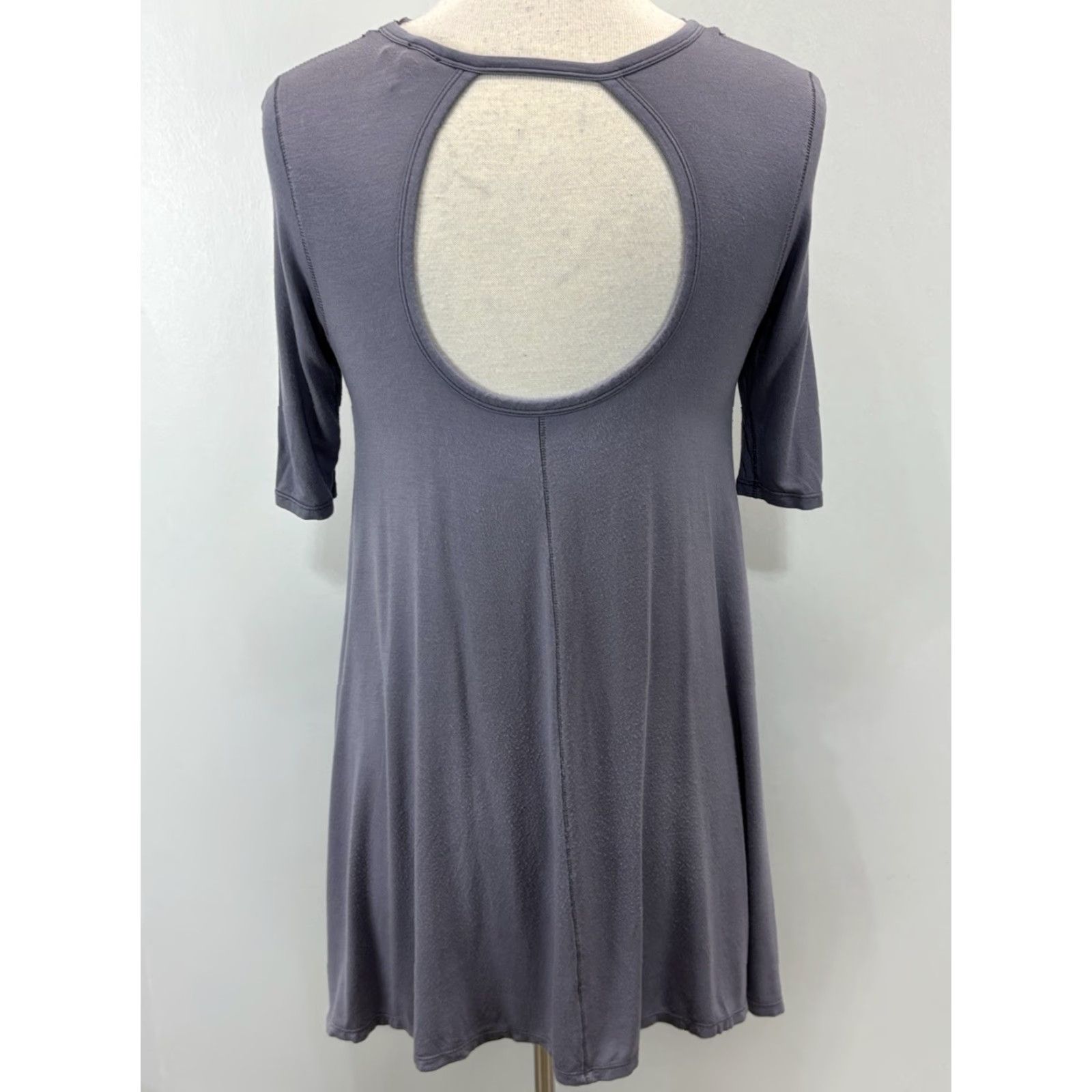 Free People VINTAGE Free People Swing Dress Women XS Grey Purple Short Sleeve Stretch Casual Size XS / US 0-2 / IT 36-38 - 3 Thumbnail