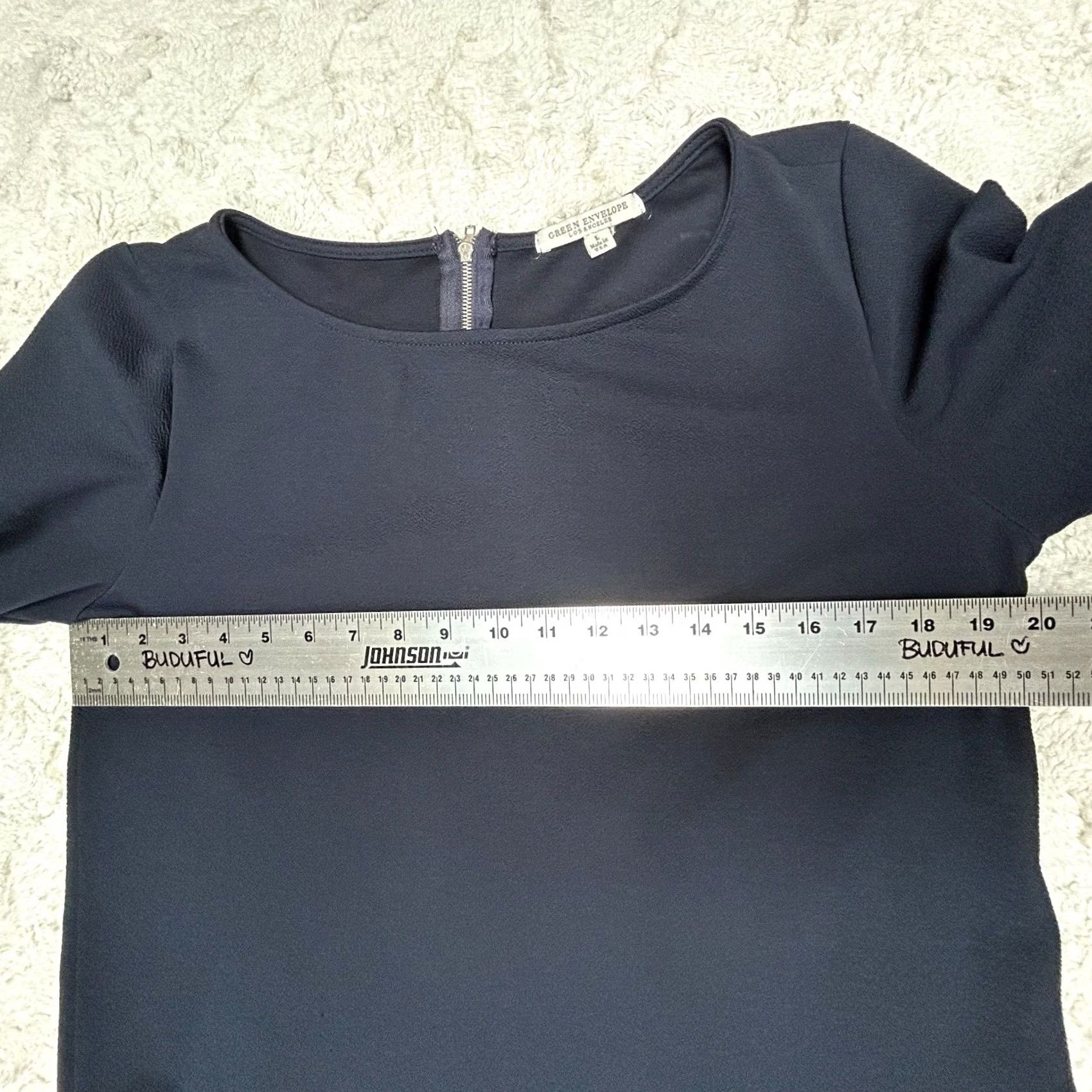 Bell Green Envelope Blouse Boat Neck 3/4 Bell Sleeve Top Black Large Women Size L / US 10 / IT 46 - 6 Thumbnail