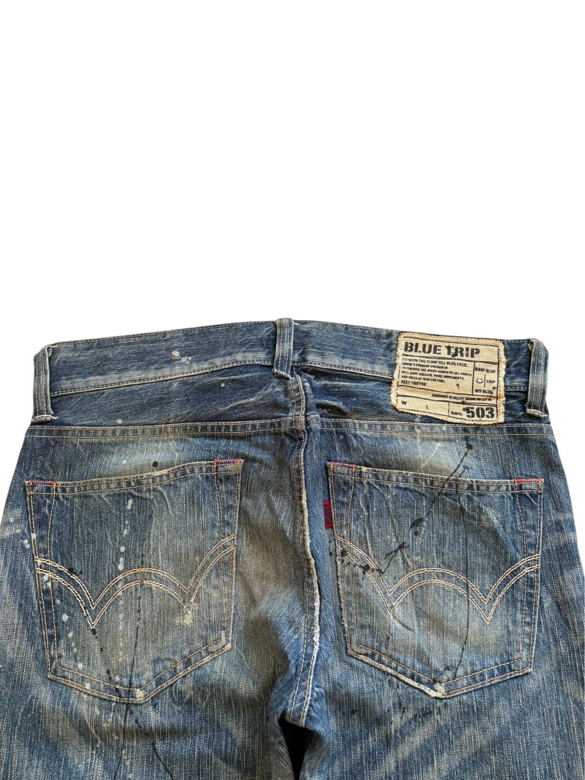 Edwin Vintage Edwin 503 Blue Trip Paint Mud Wash Rip Loose Jeans Size US 34 / EU 50 - 8 Thumbnail
